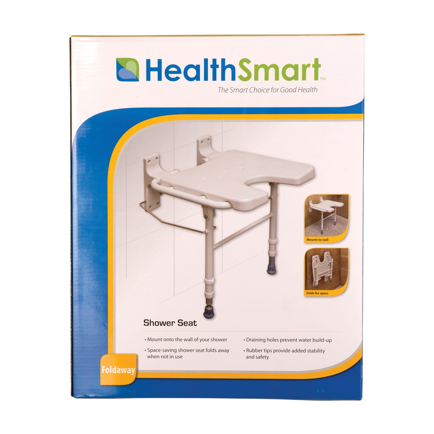 HealthSmart Wall-Mount Fold-Away Shower Seat, 24inH x 16 1/4inW x 16 1/4inD, White - Image 6