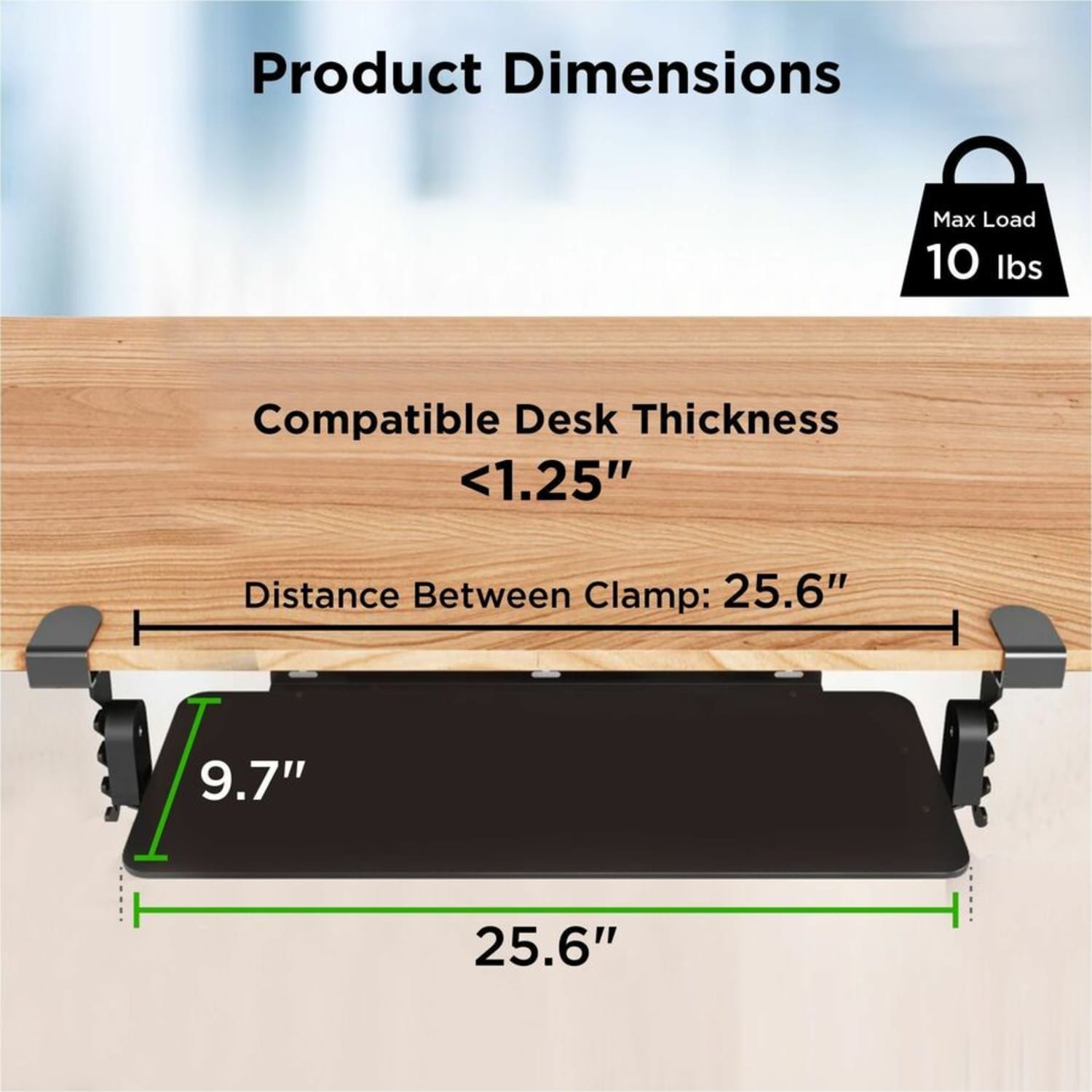 Uncaged Ergonomics KT4 Clamp On Under Desk Computer Keyboard Tray - Image 5
