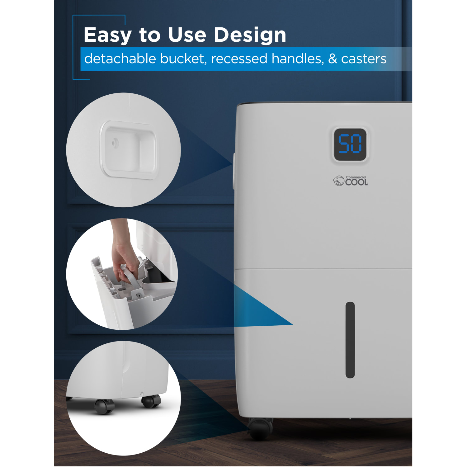 Commercial Cool Portable Dehumidifier, 35 Pint, 19-5/8inH x 13-15/16inW x 10-3/4inD - Image 6