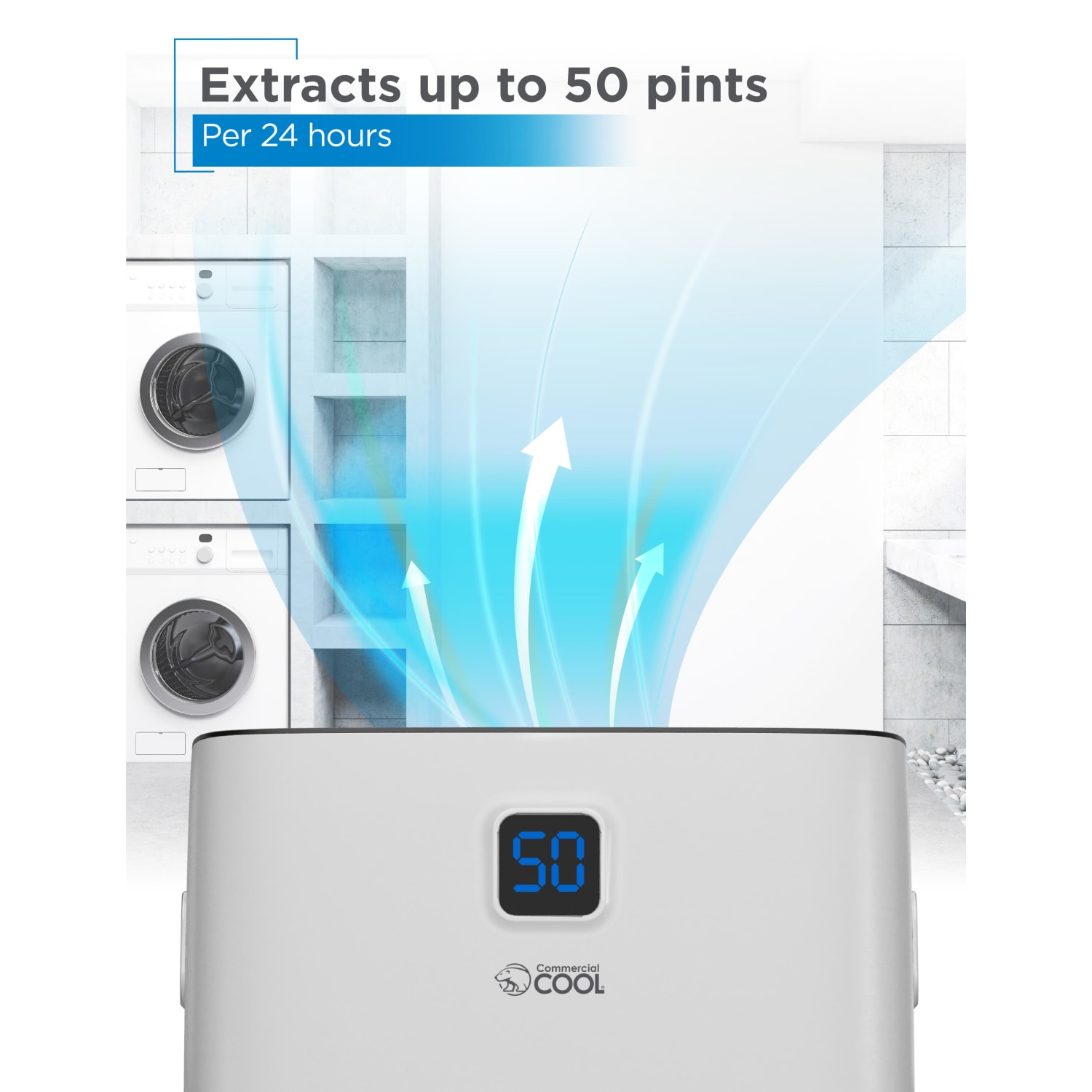 Commercial Cool Dehumidifier With Pump & Adjustable Humidistat, 50 Pint, 24-1/2inH x 15-1/2inW x 11-3/4inD - Image 3