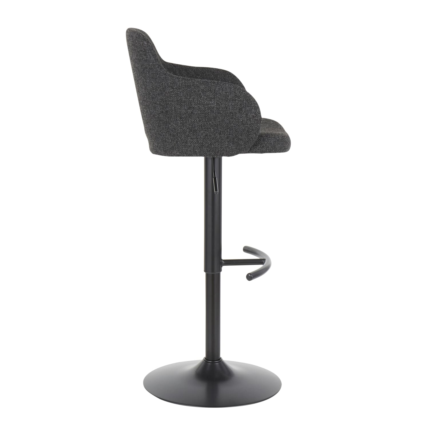 LumiSource Upholstered Boyne Bar Stool, Black/Dark Gray - Image 3