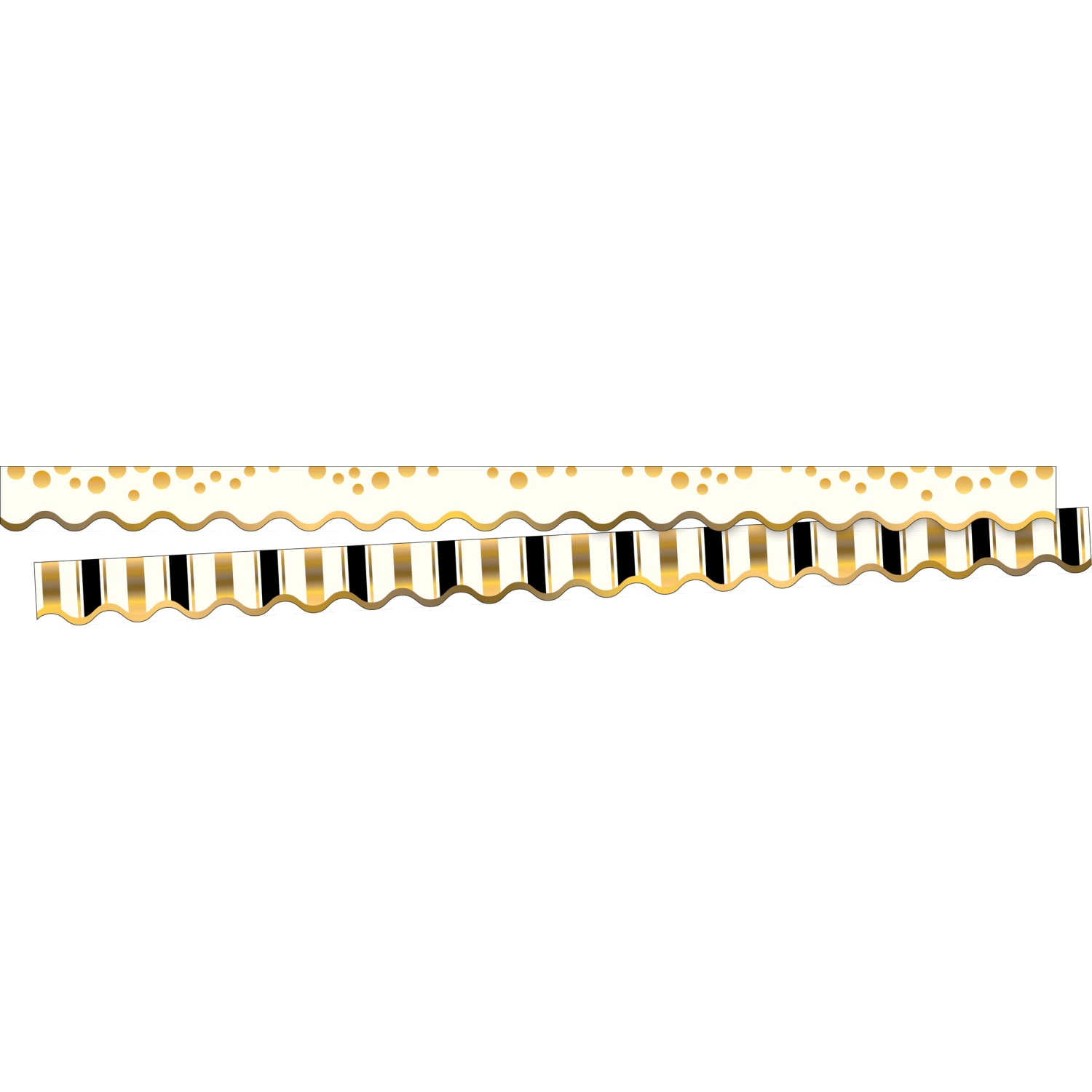Barker Creek Double-Sided Scalloped Borders, 2-1/4in x 36in, Black & Gold, 13 Strips Per Pack, Set Of 3 Packs - Image 3