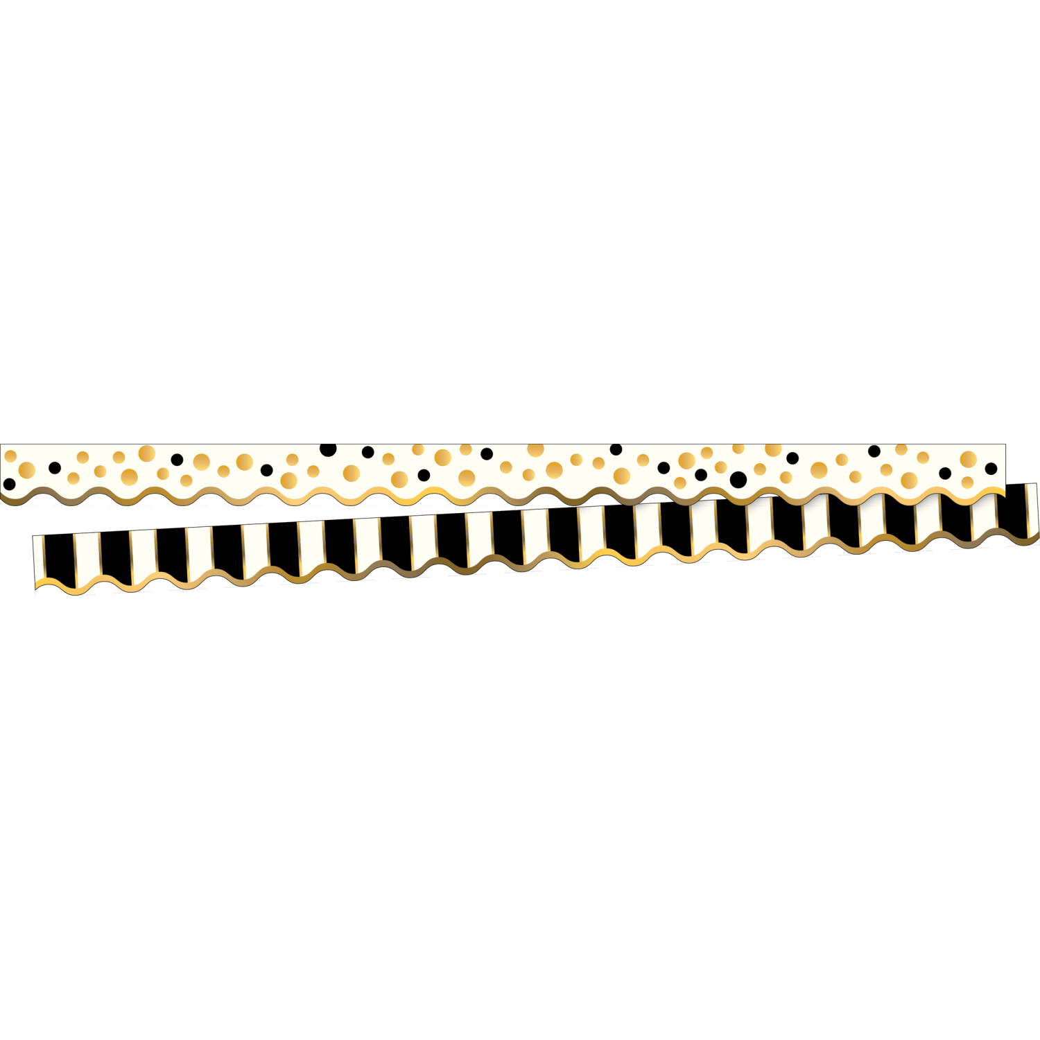 Barker Creek Double-Sided Scalloped Borders, 2-1/4in x 36in, Black & Gold, 13 Strips Per Pack, Set Of 3 Packs - Image 5