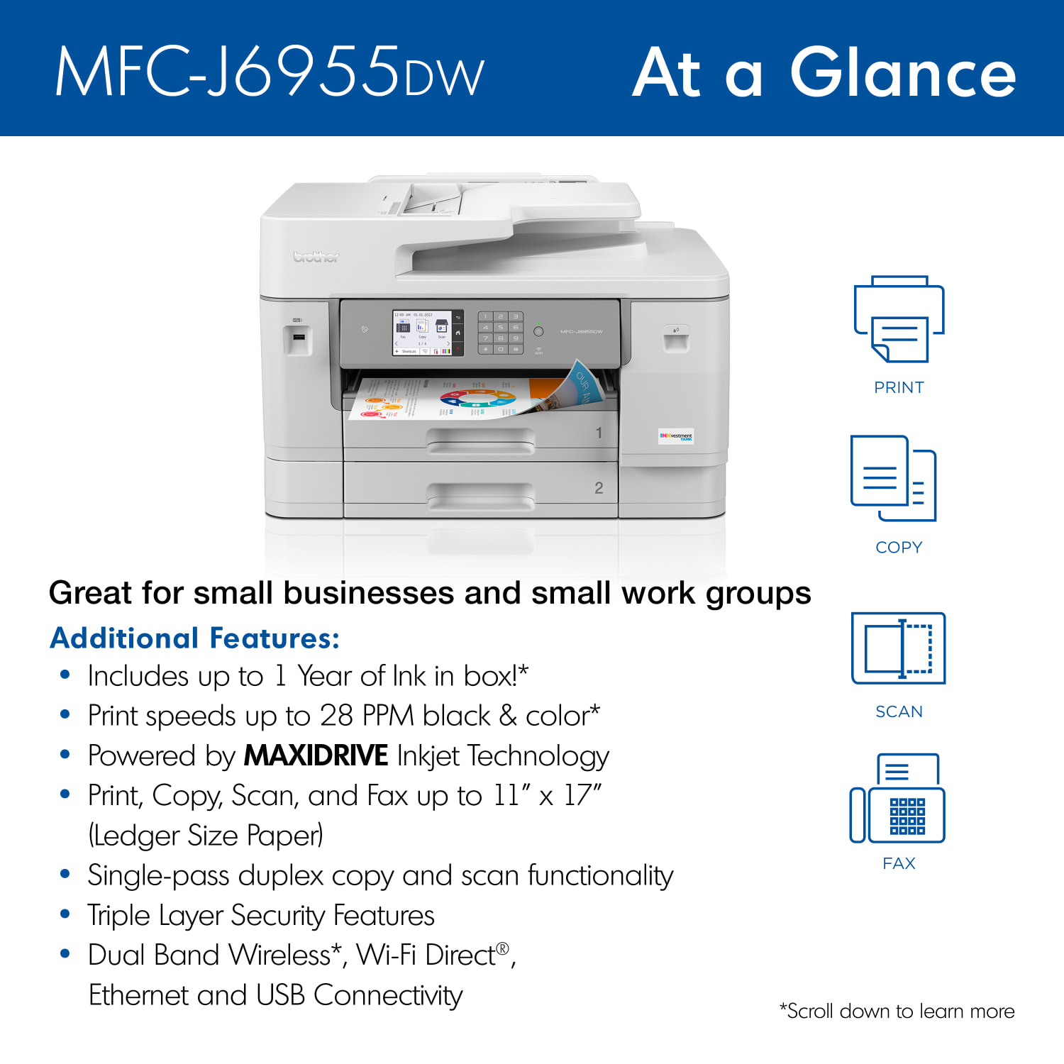 Brother MFC-J6955DW Wireless All-In-One Color Inkjet Printer - Image 3
