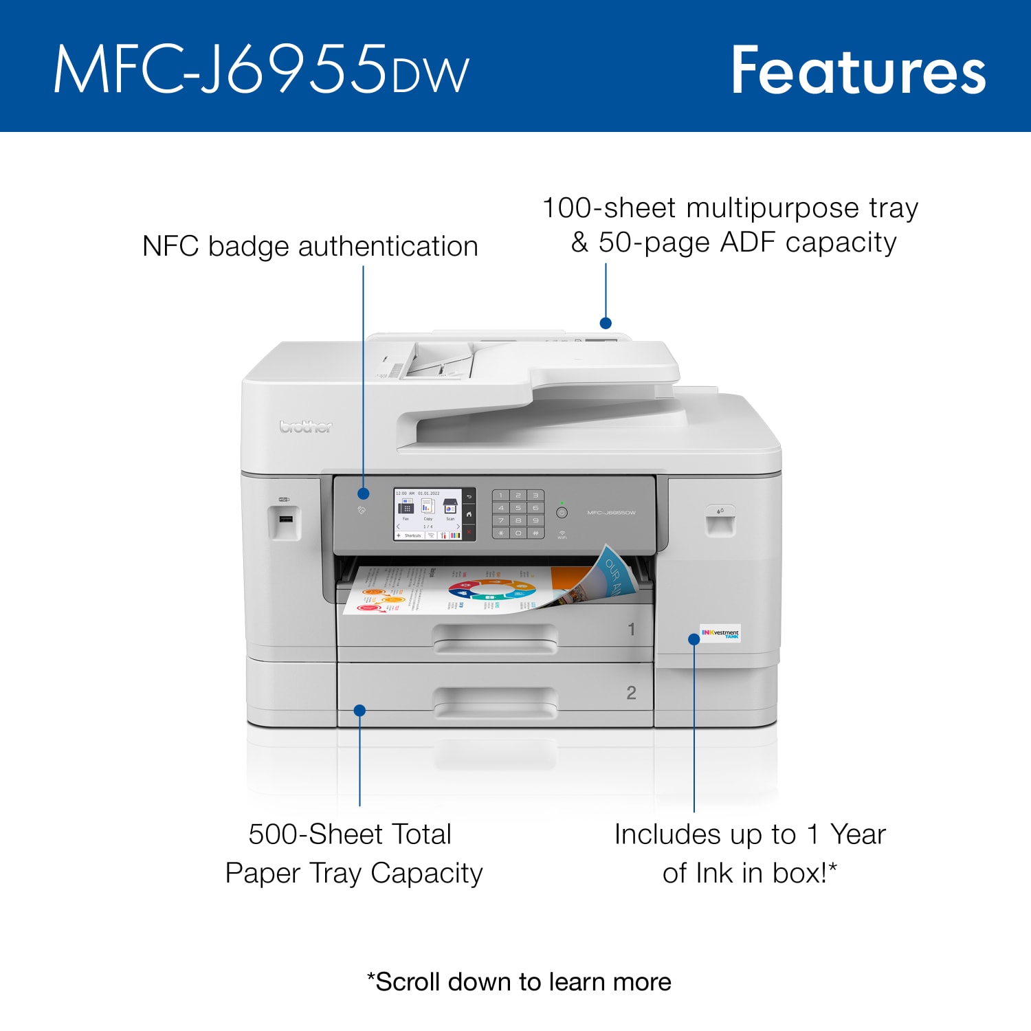 Brother MFC-J6955DW Wireless All-In-One Color Inkjet Printer - Image 4