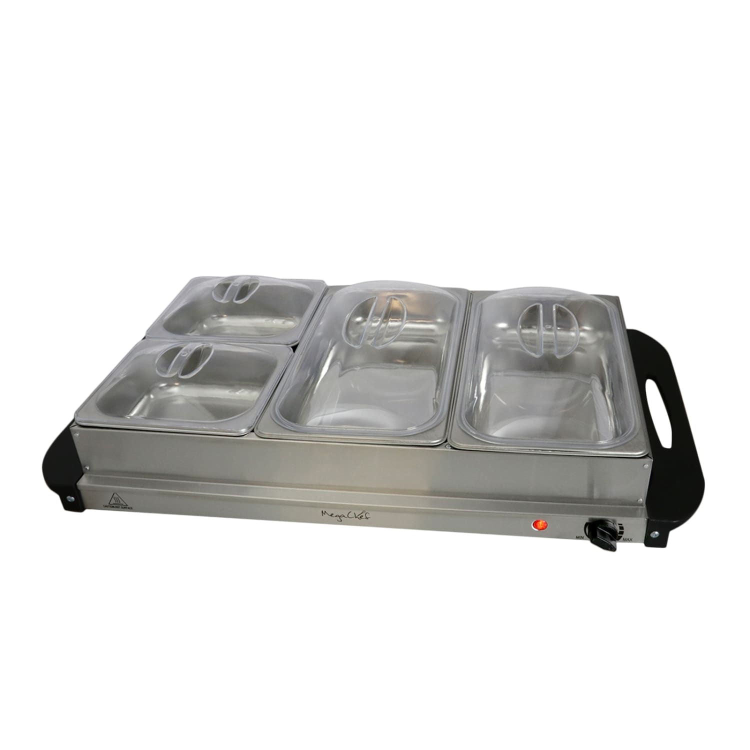 MegaChef Buffet Server & Food Warmer, 3 Removable Sectional Trays, Silver - Image 5
