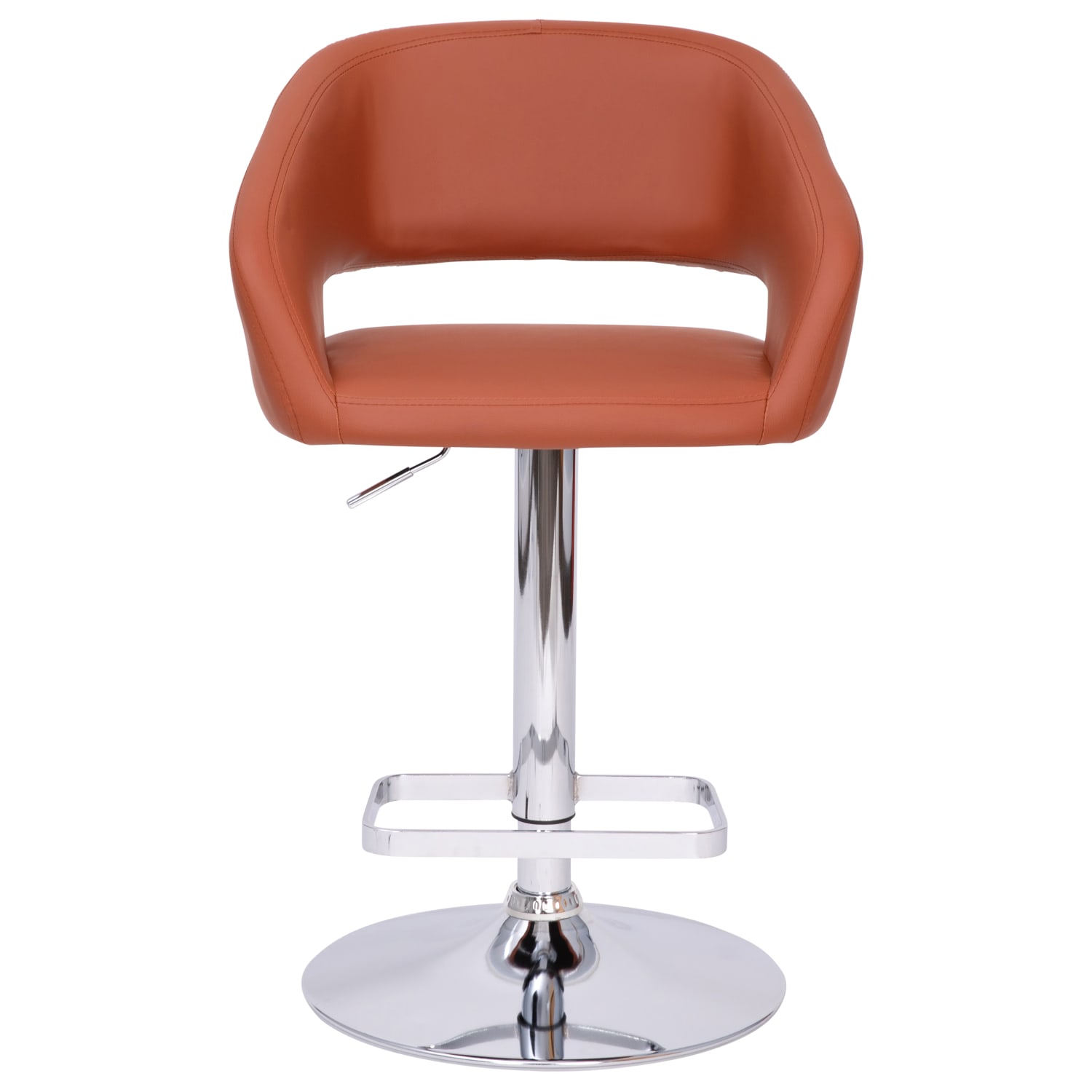Flash Furniture Contemporary Vinyl Adjustable Height Bar Stool With Rounded Back, Cognac/Chrome - Image 3