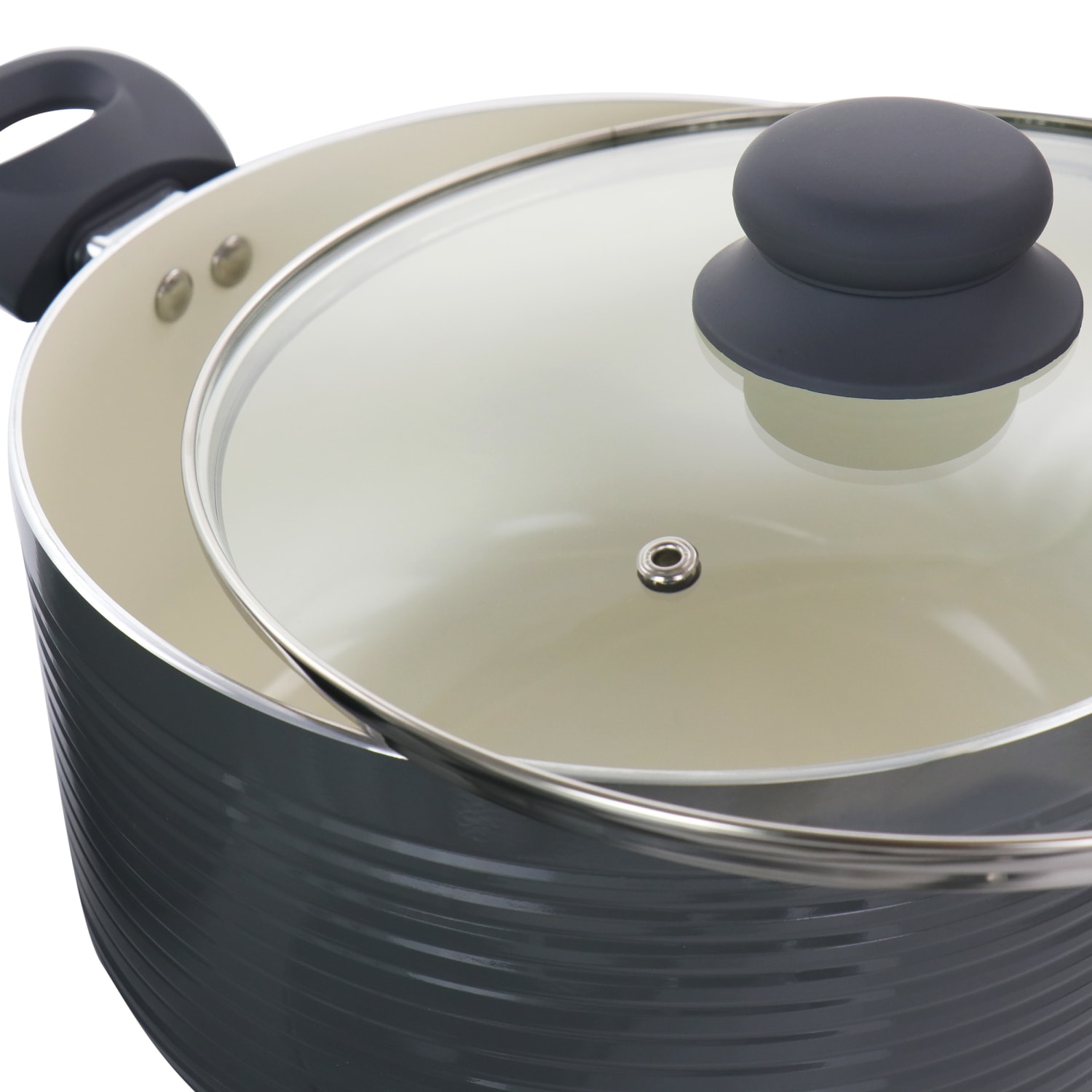 Oster Ridge Valley 8-Piece Aluminum Non-Stick Cookware Set, Gray - Image 5
