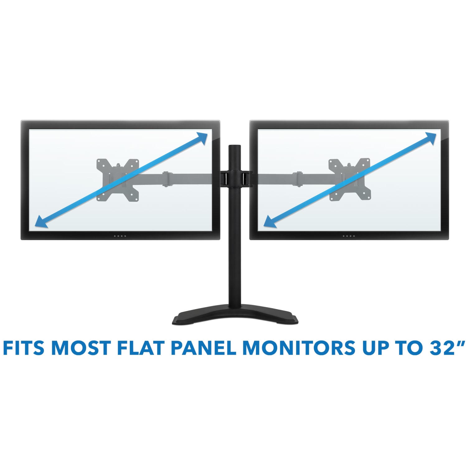 Mount-It! MI-2781B 19inW Dual Monitor Desk Stand, Black - Image 3