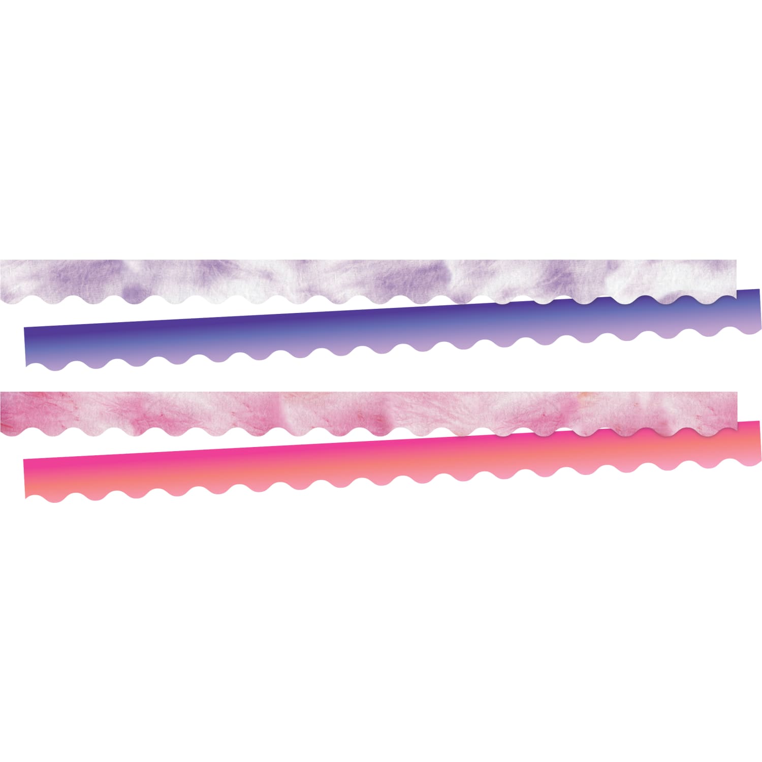 Barker Creek Double-Sided Scalloped-Edge Border Strips, 2-1/4in x 36in, Pink/Purple Tie-Dye And Ombre, Pack Of 52 Strips - Image 3