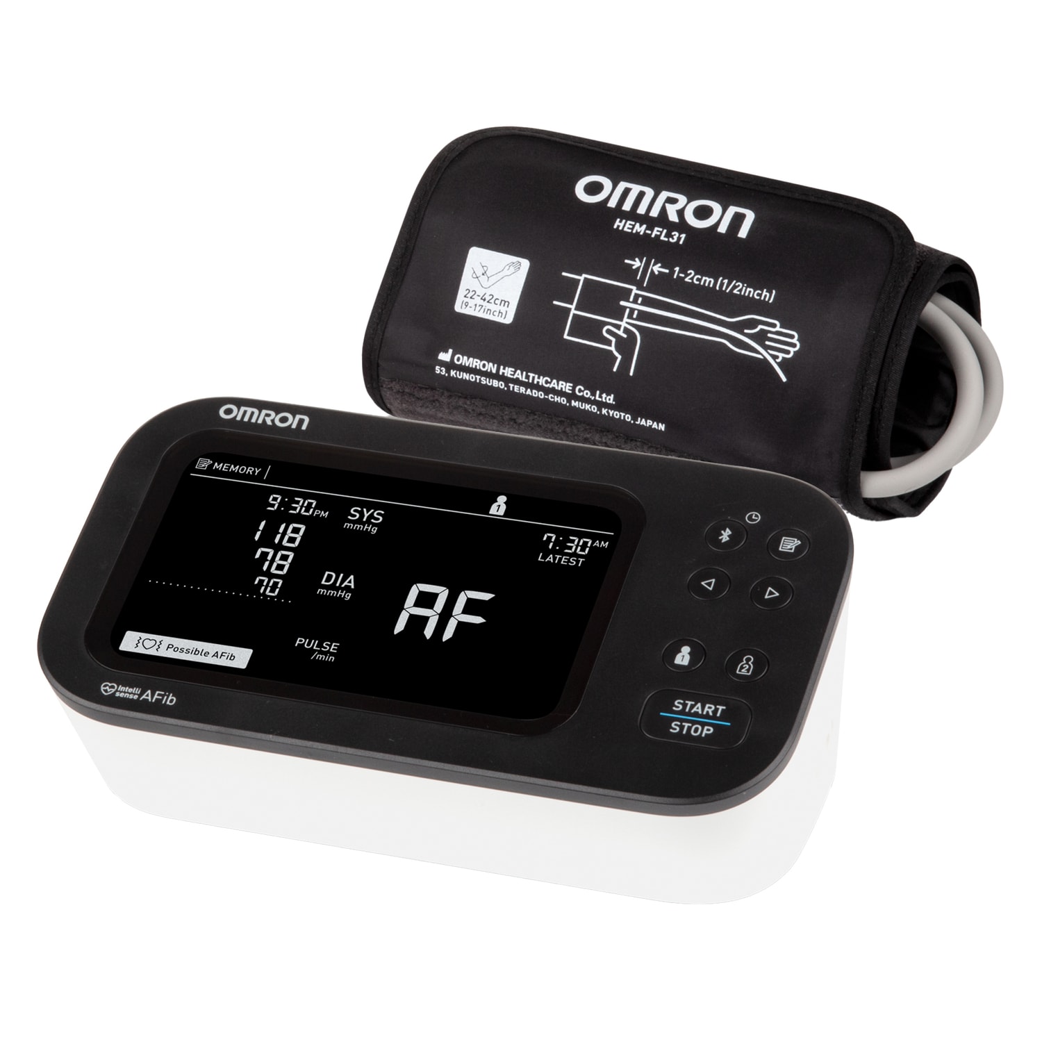Omron 10 Series Upper Arm Blood Pressure Monitor and Cuff with Bluetooth & Wide Backlit LCD Display, BP7465 - Image 3