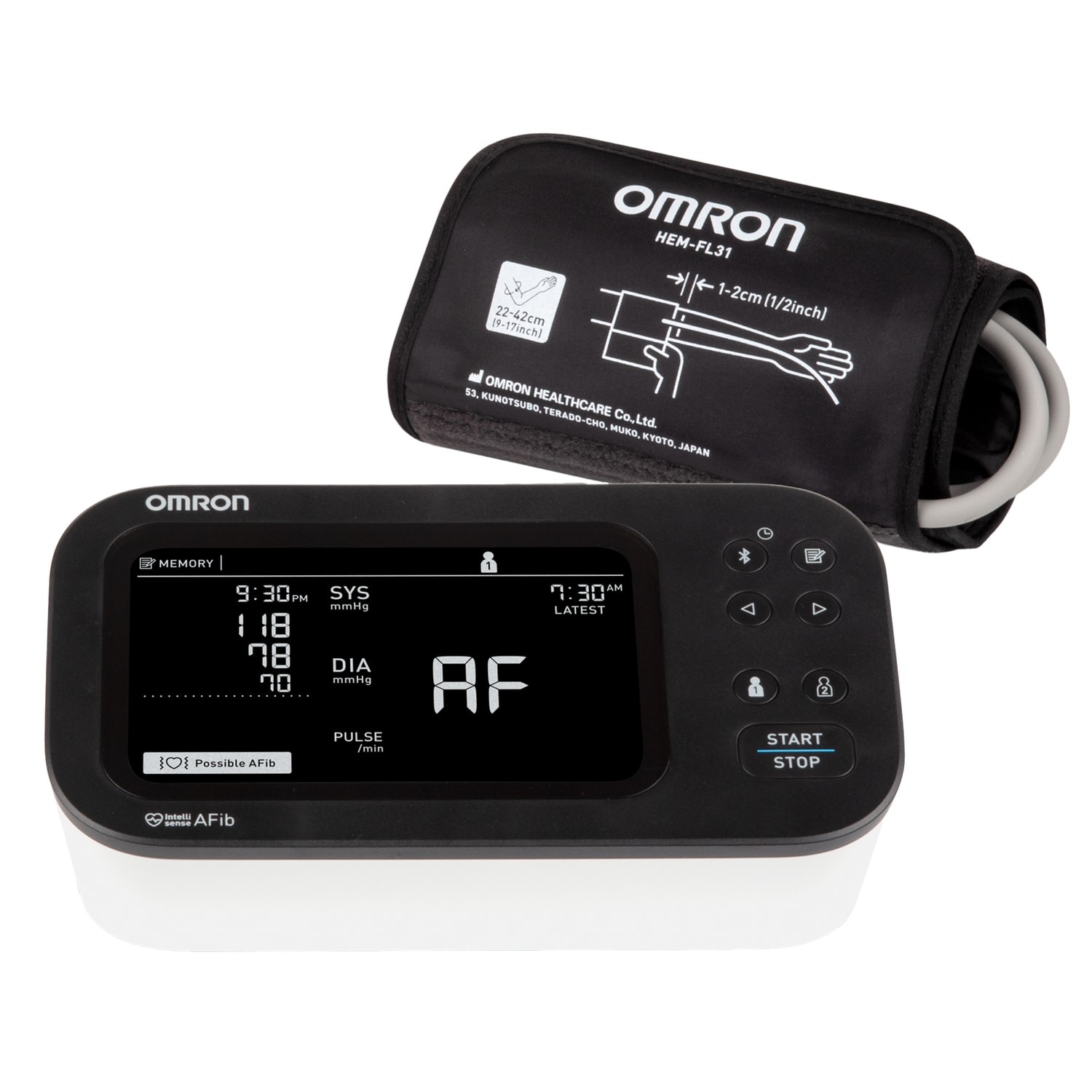Omron 10 Series Upper Arm Blood Pressure Monitor and Cuff with Bluetooth & Wide Backlit LCD Display, BP7465 - Image 4