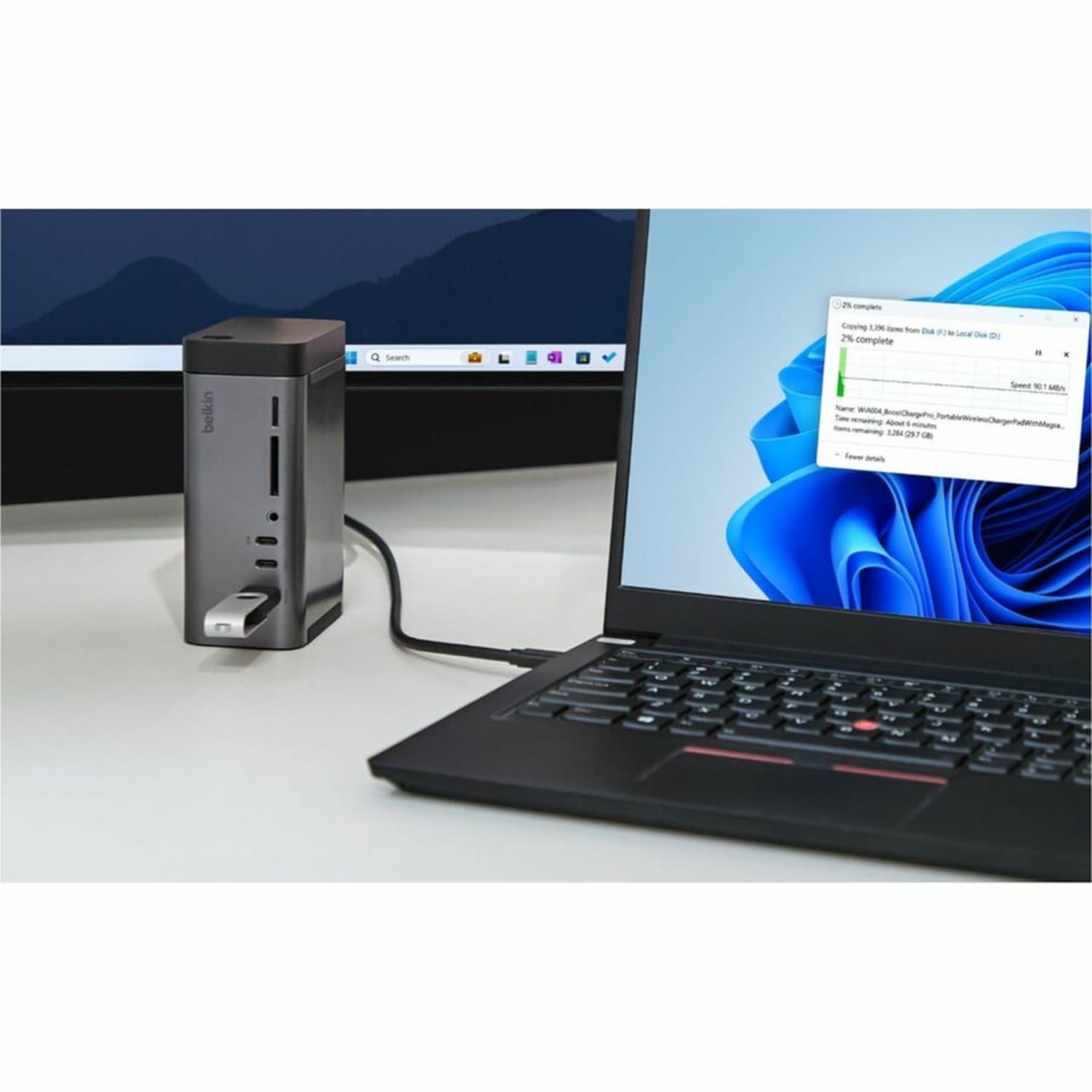 Belkin 11-in-1 Triple Display USB-C Docking Station, 10 Gbps, Grey, INC020TTSGY - Image 3