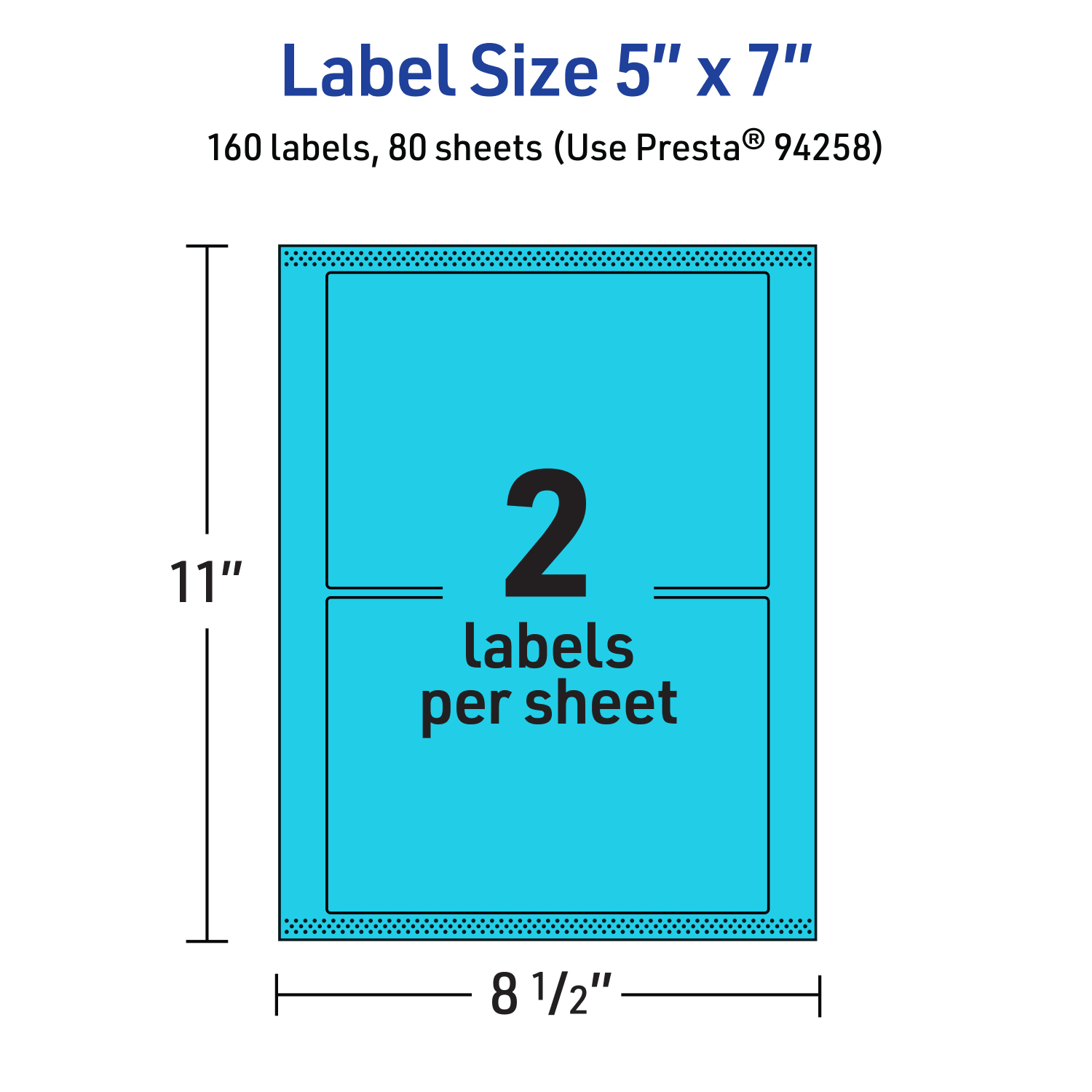 Avery Printable Labels With Sure Feed Technology, 94258-BBP80, Rectangle, 5in x 7in, Matte Bright Blue, Pack of 160 - Image 6
