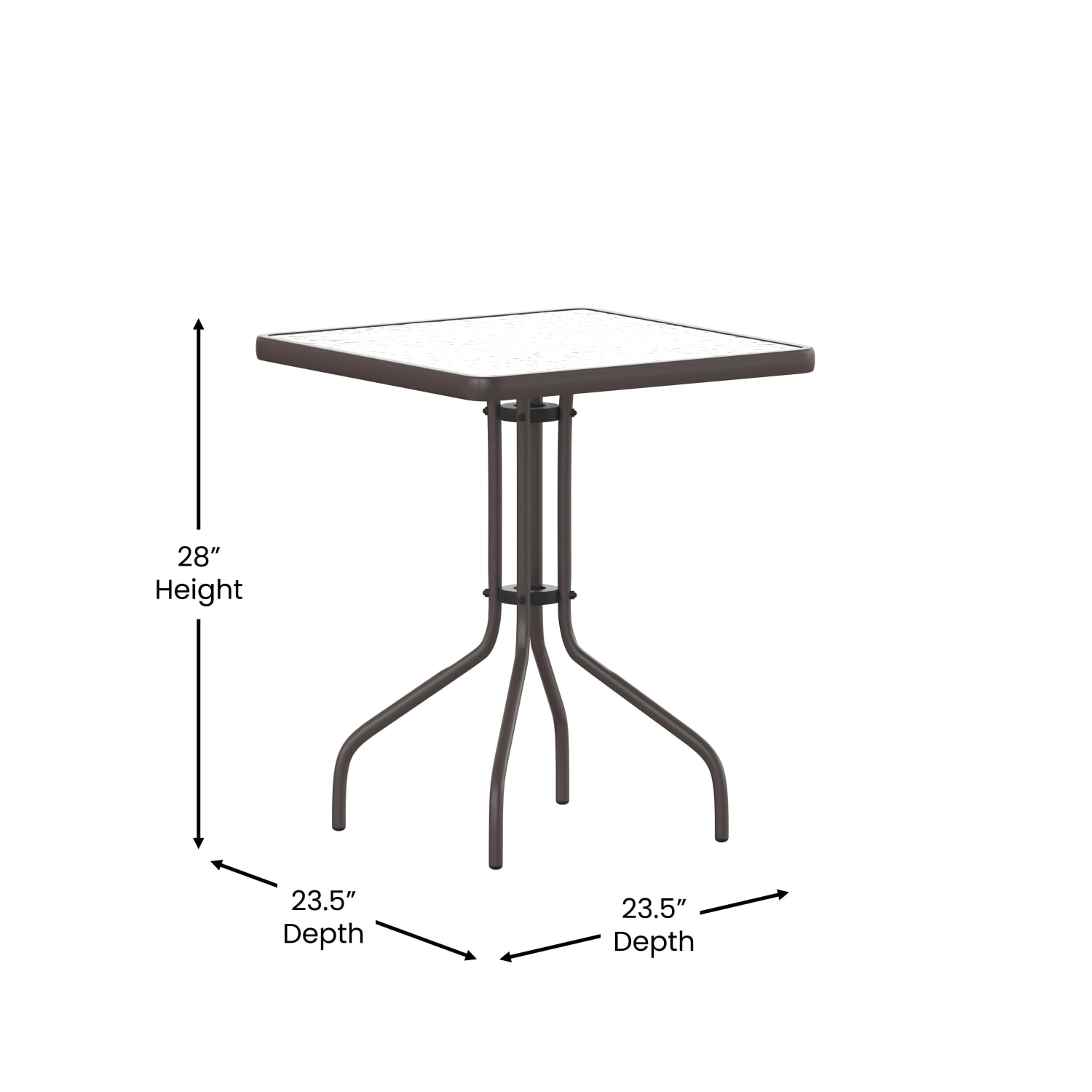 Flash Furniture Barker Square Tempered-Glass Metal Outdoor Furniture Table, 28inH x 23-1/2inW x 23-1/2inD, Clear/Bronze - Image 6