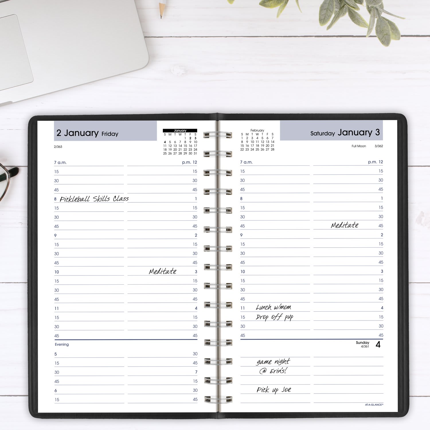 AT-A-GLANCE DayMinder 2026 Daily Appointment Book Planner, Black, Small, 5in x 8in, G1000026 - Image 3