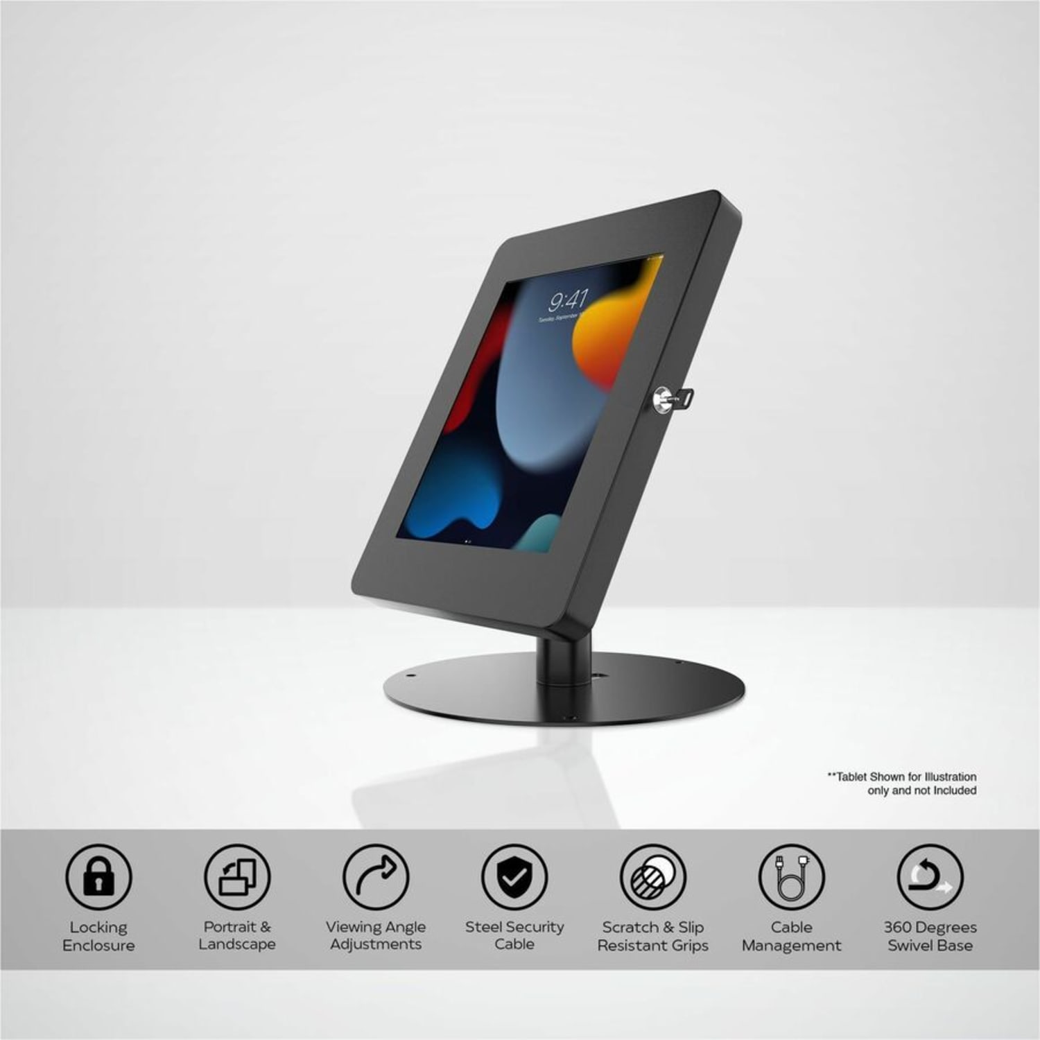CTA Digital Hyperflex Security Kiosk Stand w/ Enclosure for iPad 10th Gen & More - Aluminum, Metal - Black - Image 3