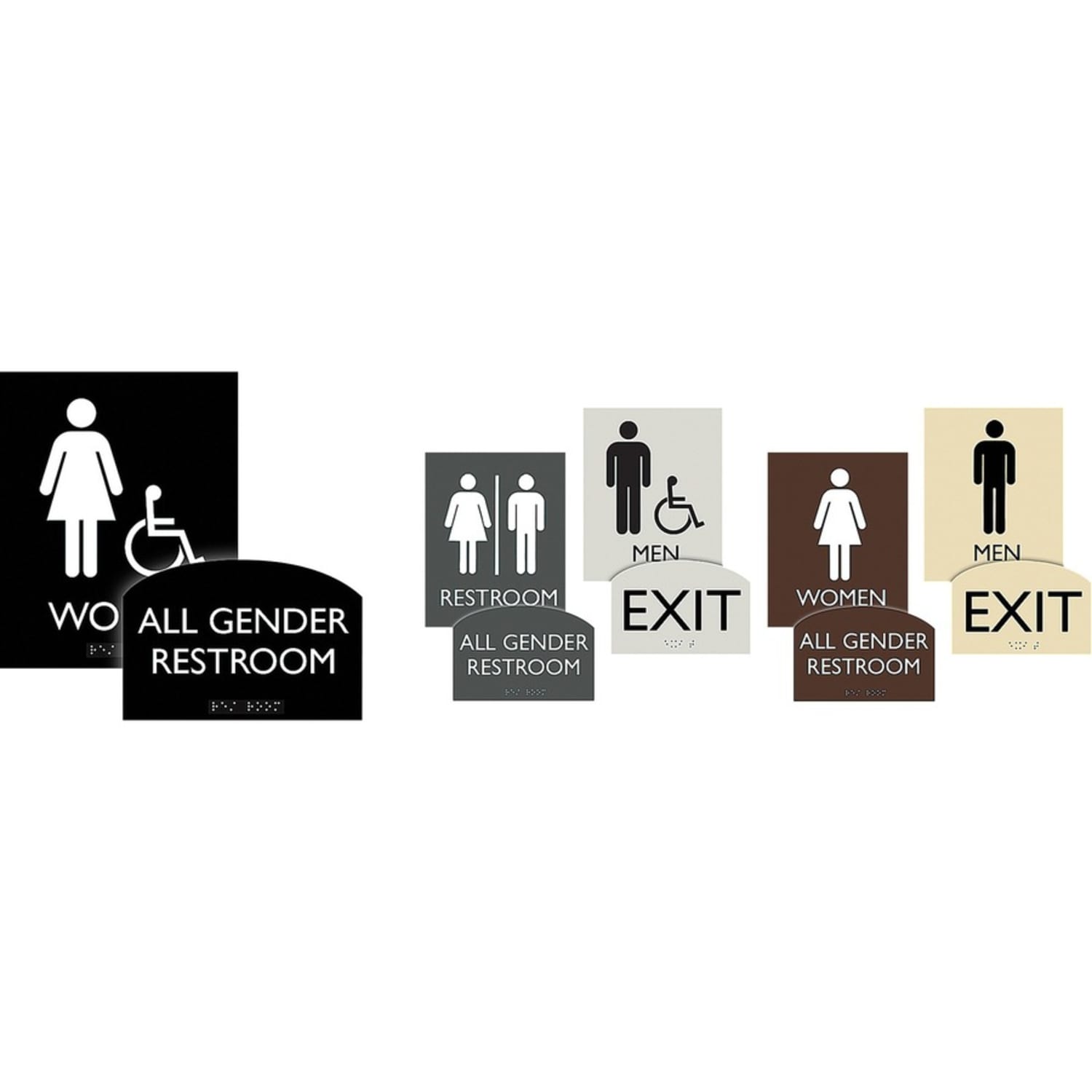 Lorell Unisex Handicap Restroom Sign - Print/Message "Restroom (Man/Woman/Wheelchair)" - 6.4in Width x 8.5in Height - Rectangular Shape - Surface-mountable - Easy Readability, Braille - Restroom - Plastic - Black - 1 Each - Image 5