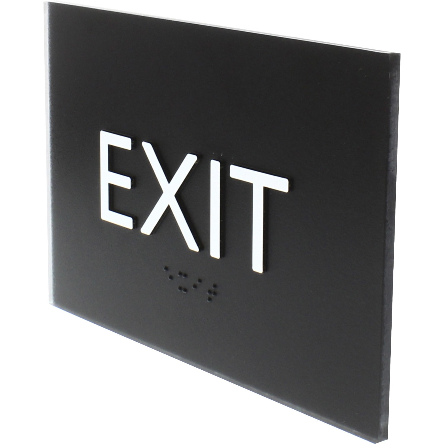 Lorell Exit Sign - 4.5in Width x 6.8in Height - Rectangular Shape - Surface-mountable - Easy Readability, Braille - Indoor - Plastic - Black - 1 Each - Image 4