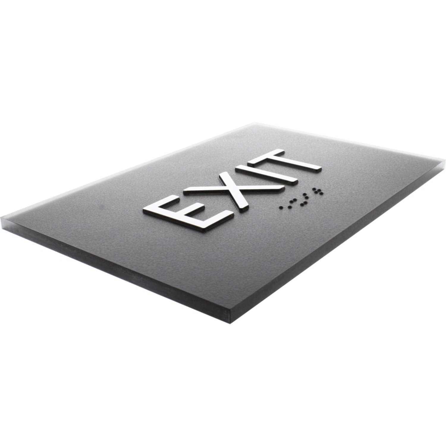 Lorell Exit Sign - 4.5in Width x 6.8in Height - Rectangular Shape - Surface-mountable - Easy Readability, Braille - Indoor - Plastic - Black - 1 Each - Image 5