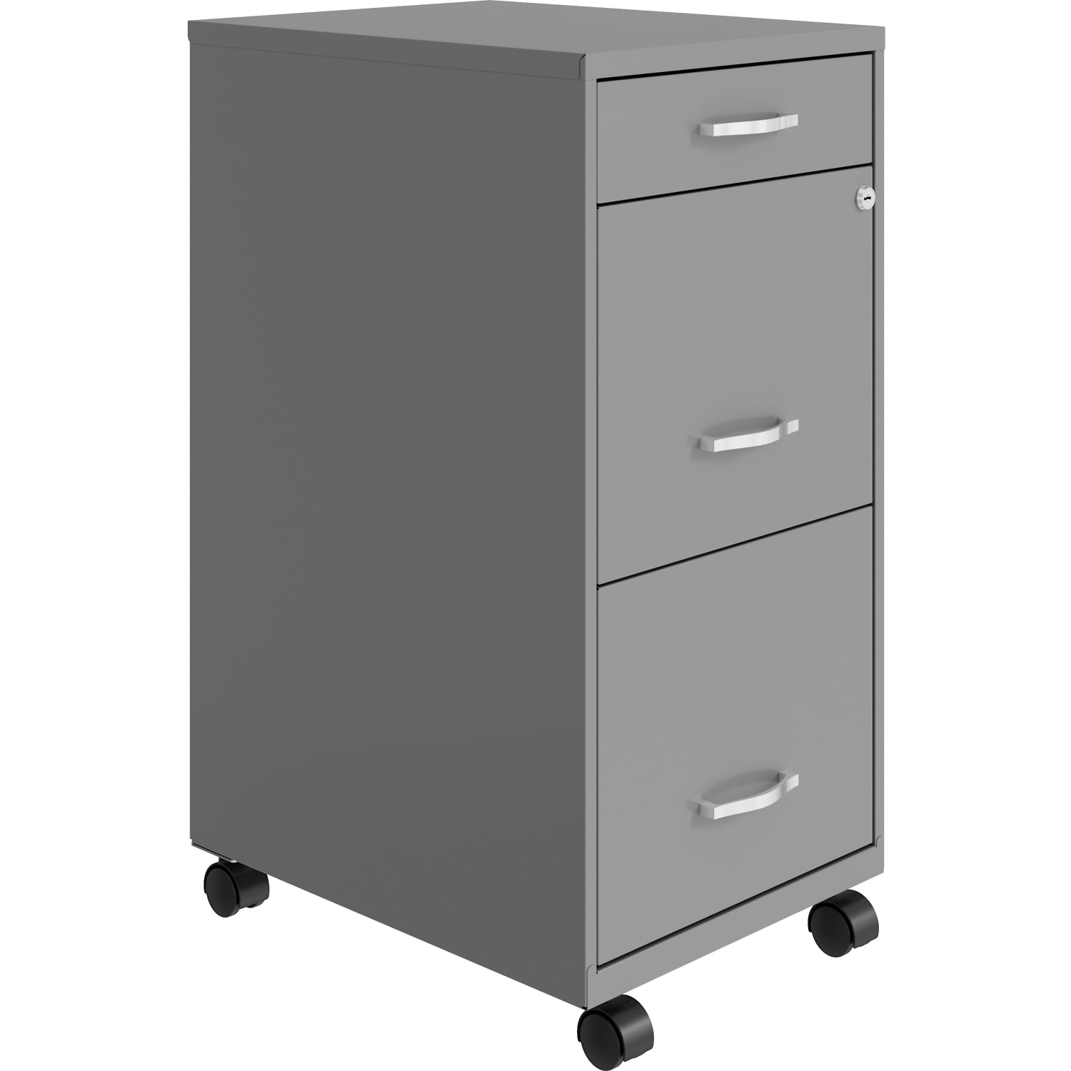 Realspace SOHO Organizer 18inD Vertical 3-Drawer Mobile File Cabinet, Silver - Image 4