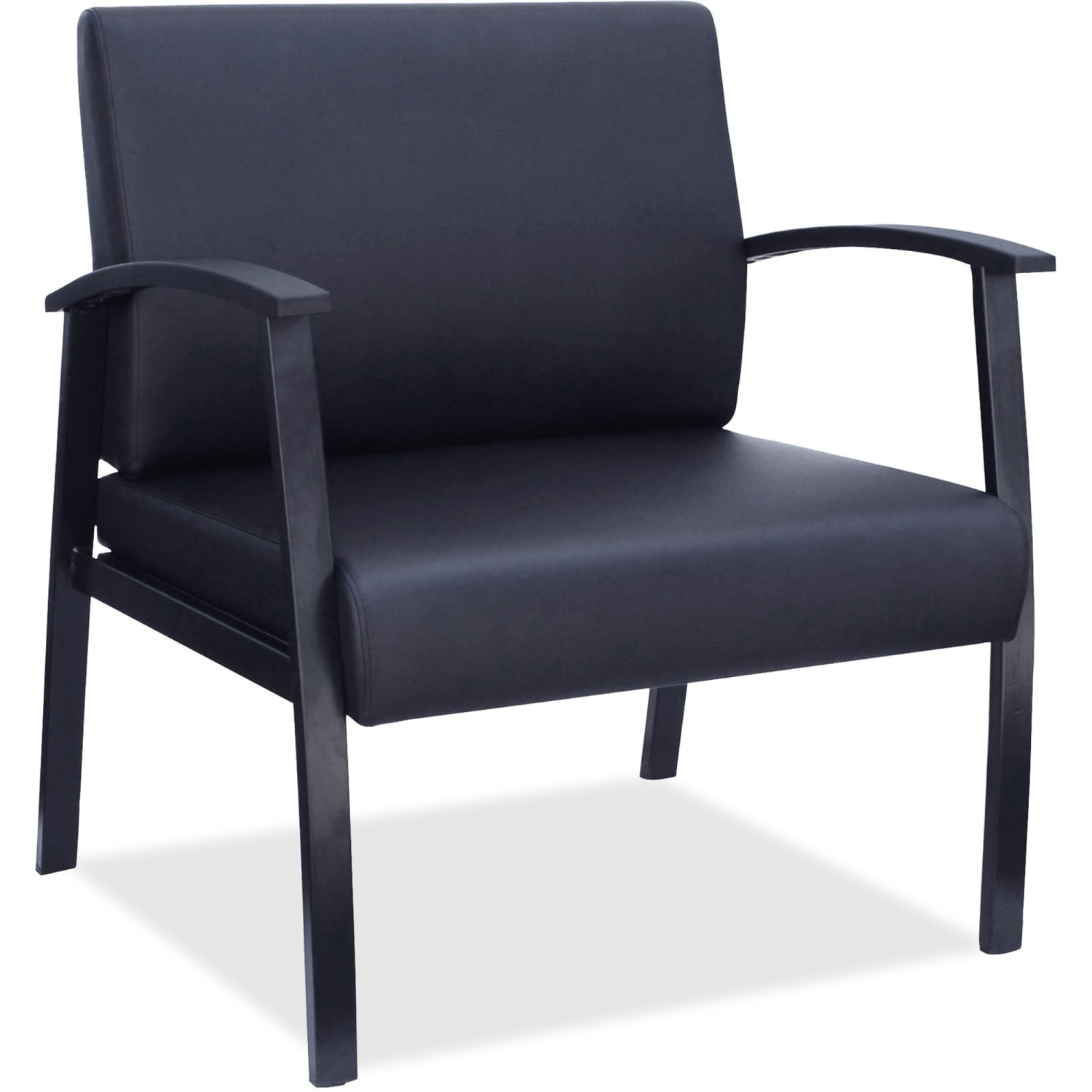 Lorell Big  Tall Bonded Leather Guest Chair With Lumbar Support Black PopularChairscom