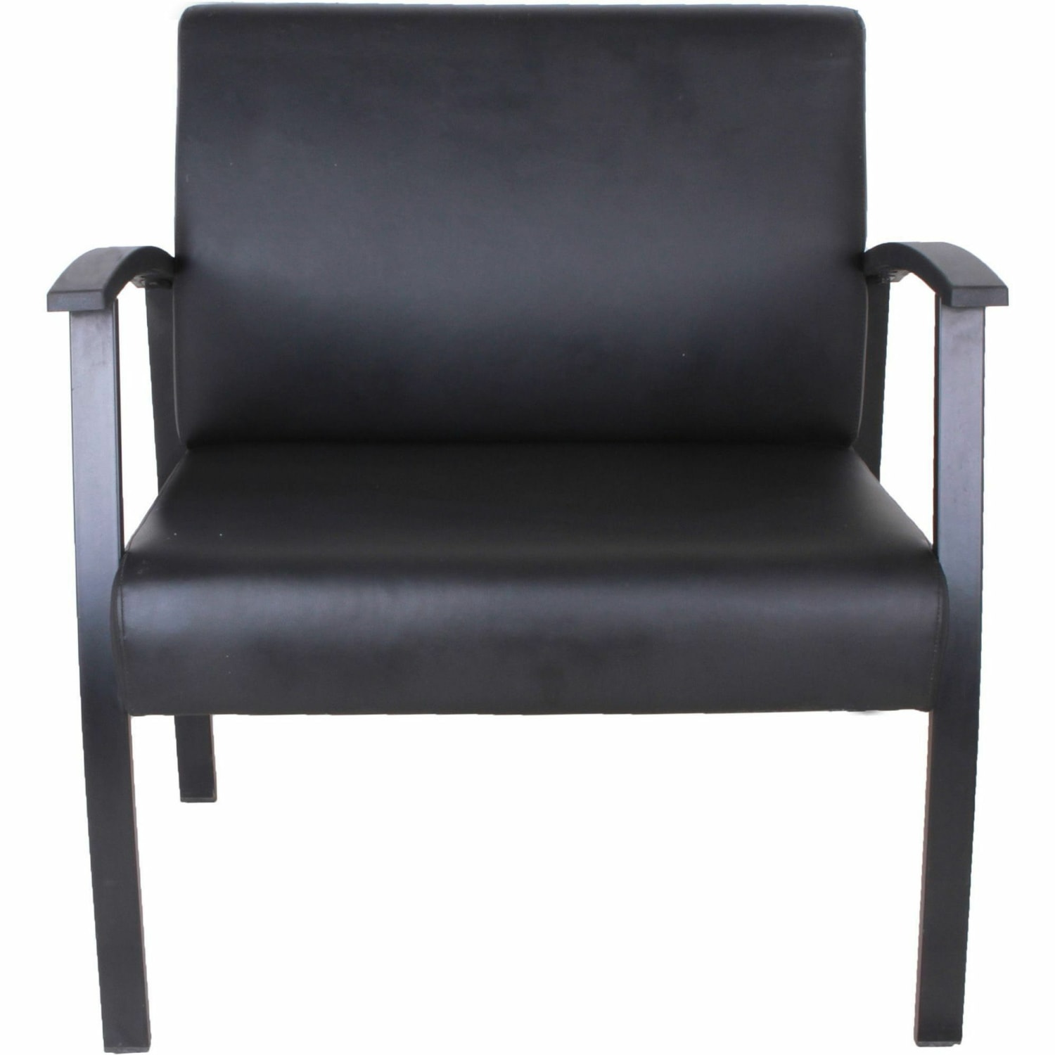 Lorell Big  Tall Bonded Leather Guest Chair With Lumbar Support Black PopularChairscom