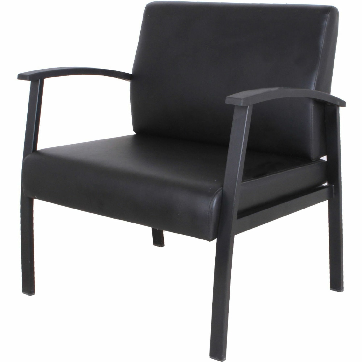 Lorell Big  Tall Bonded Leather Guest Chair With Lumbar Support Black PopularChairscom
