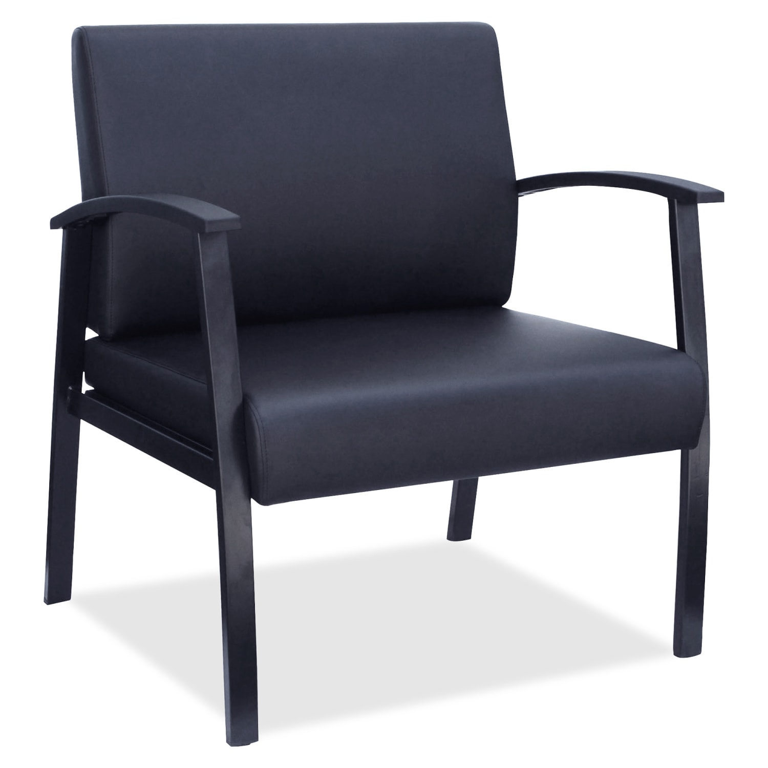 Lorell Big  Tall Bonded Leather Guest Chair With Lumbar Support Black PopularChairscom