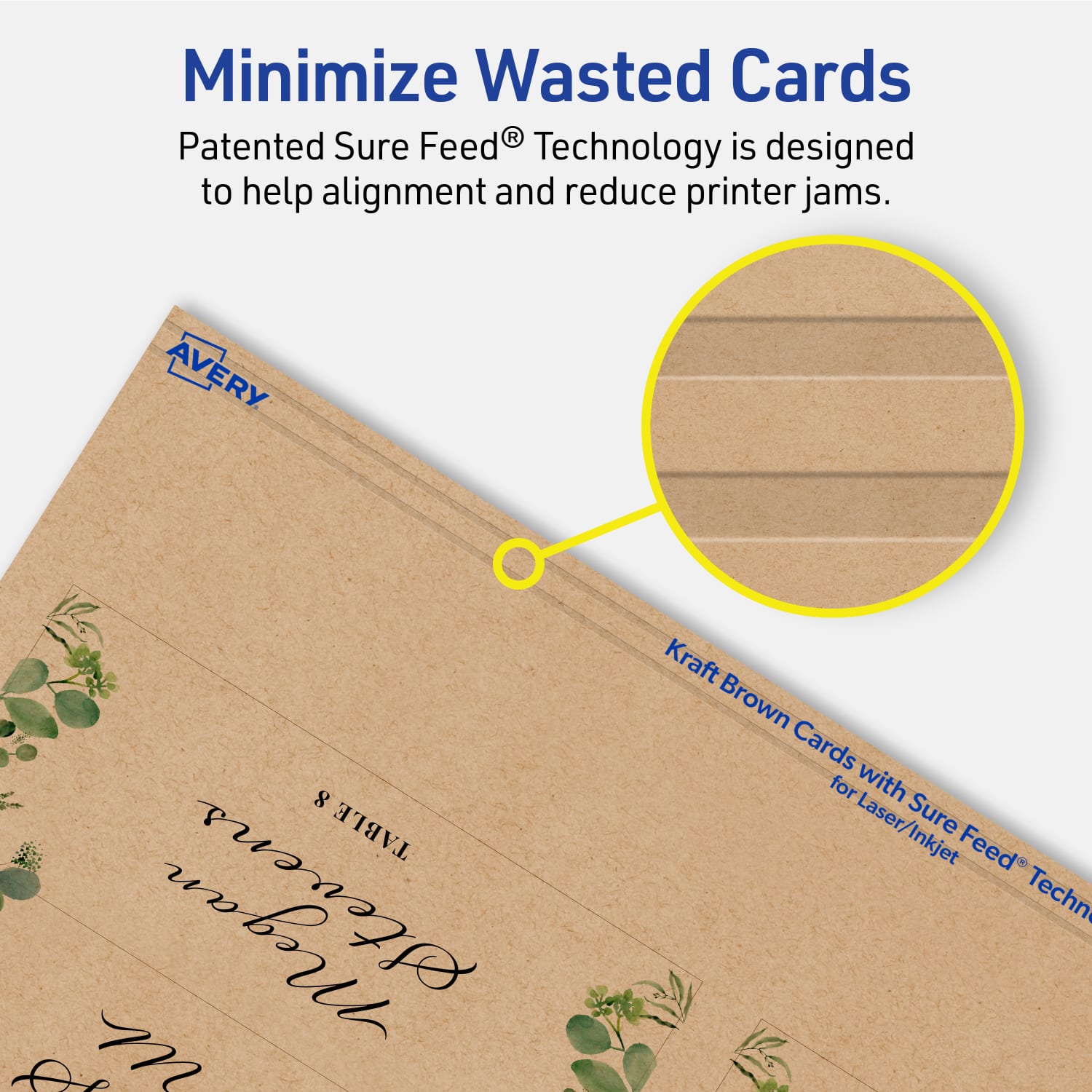 Avery Printable Place Cards With Sure Feed Technology, 1-7/16in x 3-3/4in Rectangle, Kraft Brown, Pack Of 300 - Image 5