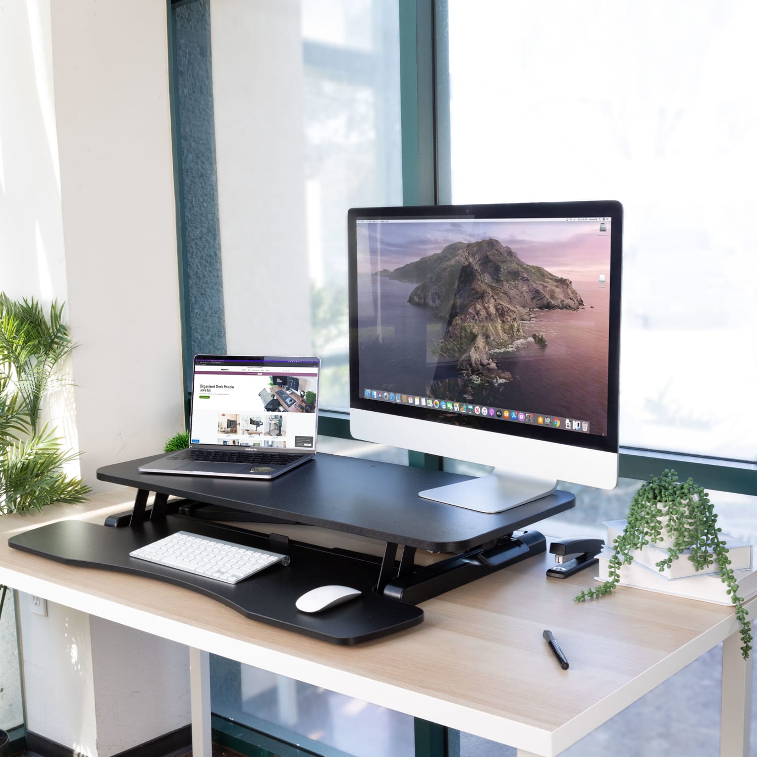 Mount-It! Standing Desk Converter With Adjustable Height, Black - Image 3