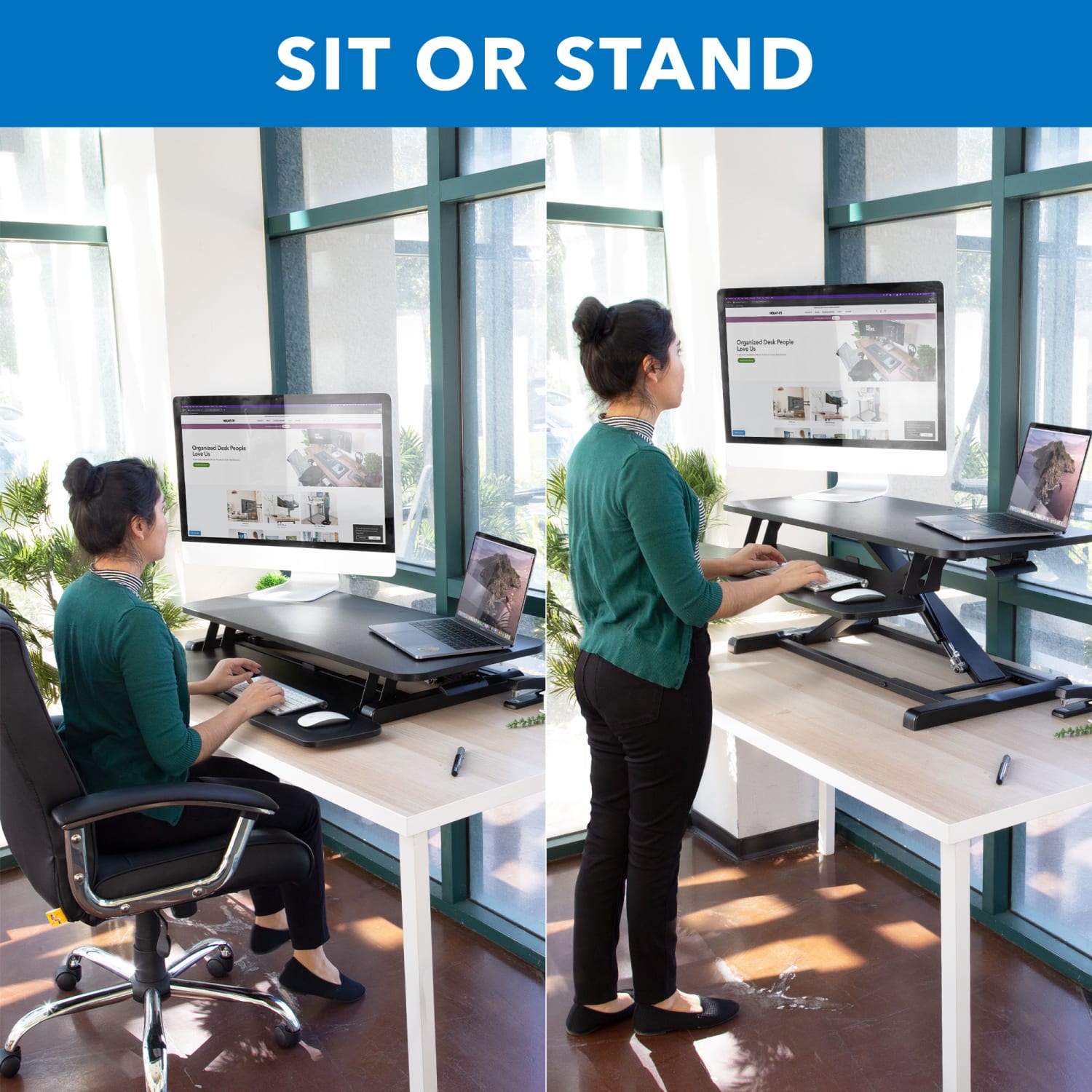Mount-It! Standing Desk Converter With Adjustable Height, Black - Image 5