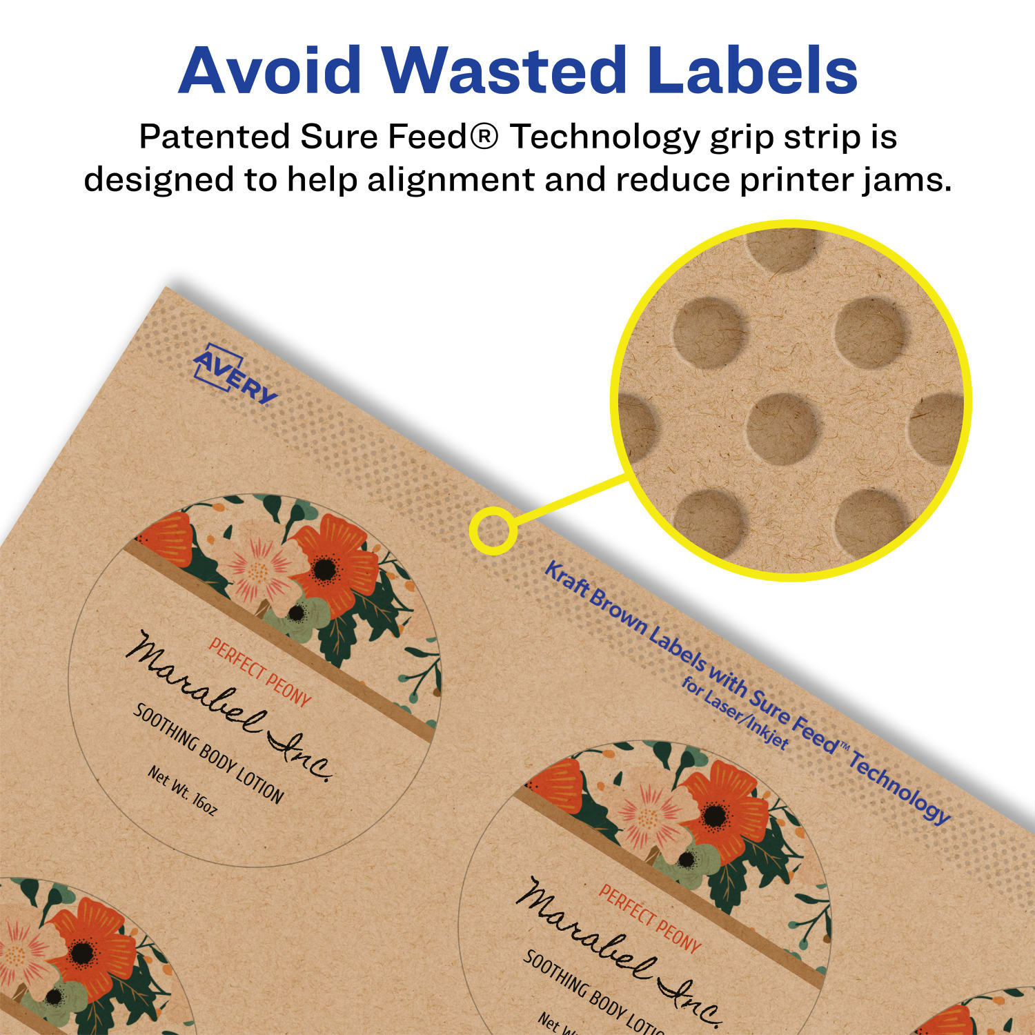 Avery Kraft Permanent Labels With Sure Feed, 94508-KMP100, Round, 1-2/3in Diameter, Brown, Pack Of 2,000 - Image 5