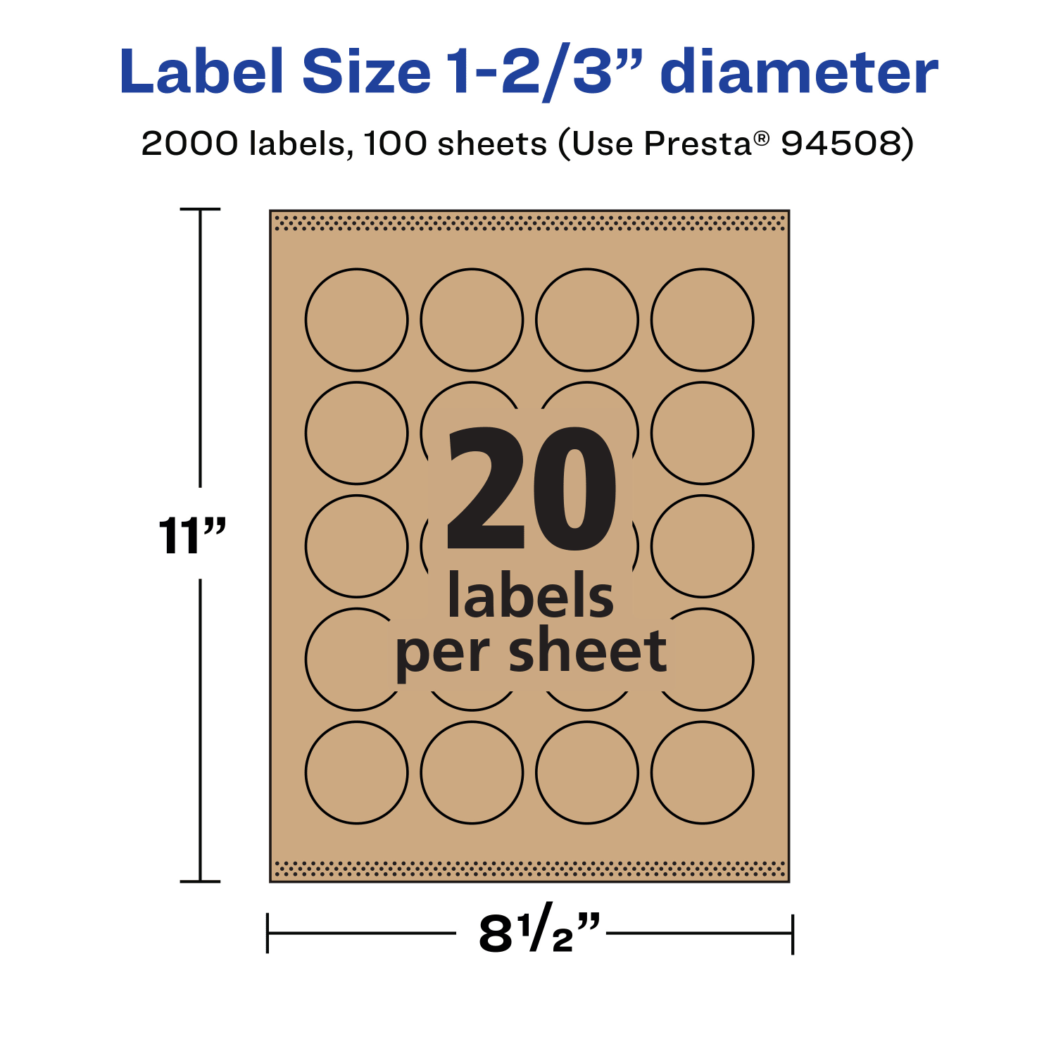 Avery Kraft Permanent Labels With Sure Feed, 94508-KMP100, Round, 1-2/3in Diameter, Brown, Pack Of 2,000 - Image 6