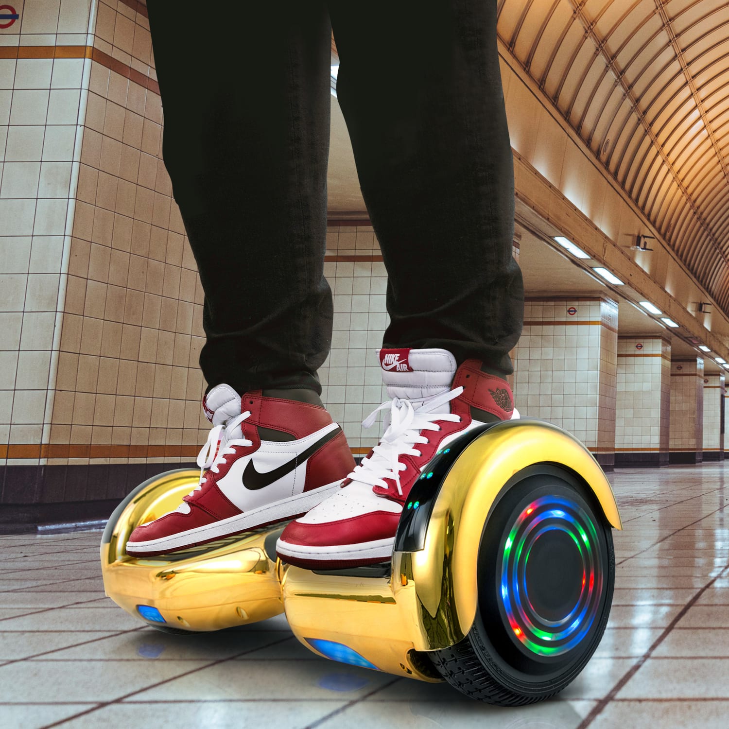 AOB Hoverboard With Bluetooth Speakers, 7inH x 27inW x 7-5/16inD, Gold/Chrome - Image 4