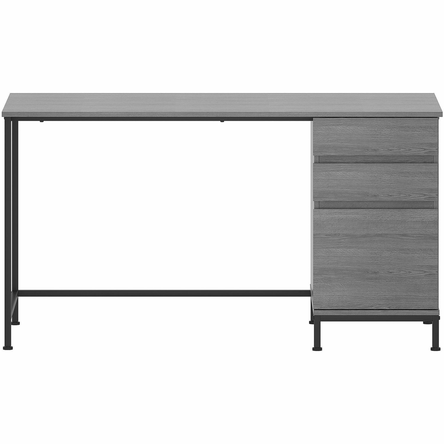 Lorell SOHO Desk with Side Drawers, 30inH x 55inW x 23.6inD, 3 x File Drawer(s), Single Pedestal on Right Side, Charcoal - Image 3