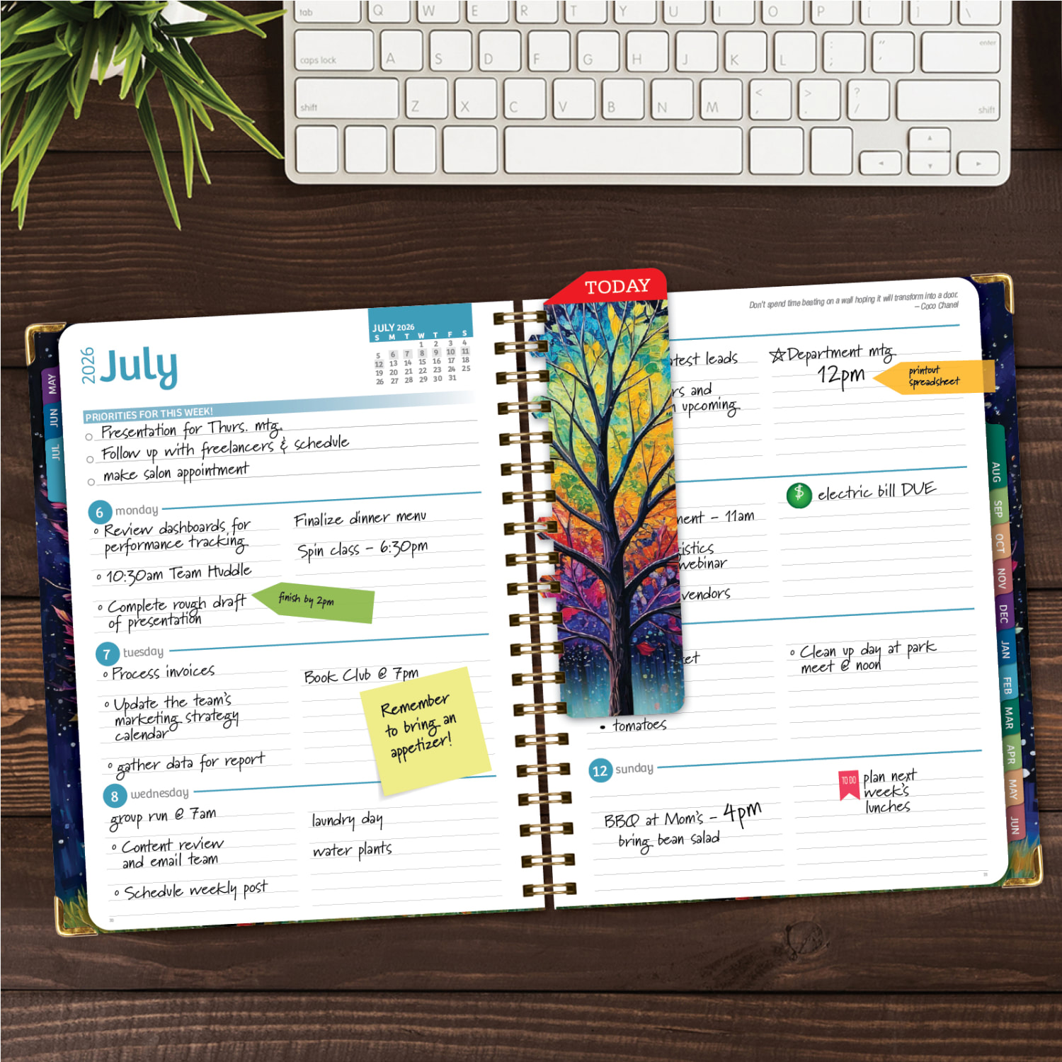 2026-2027 Excello Brands 14-Month Academic Year Hardcover Weekly/Monthly Fashion Planner, 8-1/2in x 11in, Black Tree Seasons, May To June, Total Qty 1 - Image 4