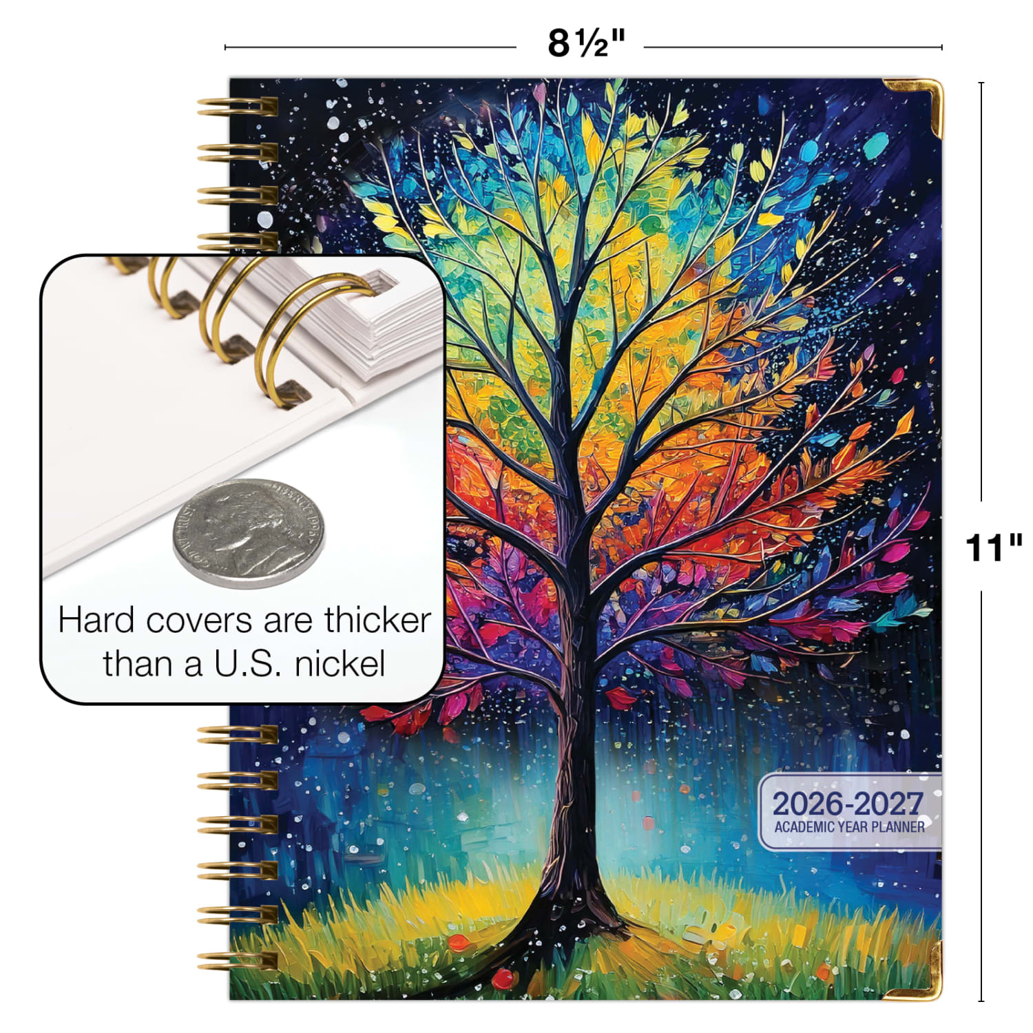 2026-2027 Excello Brands 14-Month Academic Year Hardcover Weekly/Monthly Fashion Planner, 8-1/2in x 11in, Black Tree Seasons, May To June, Total Qty 1 - Image 5