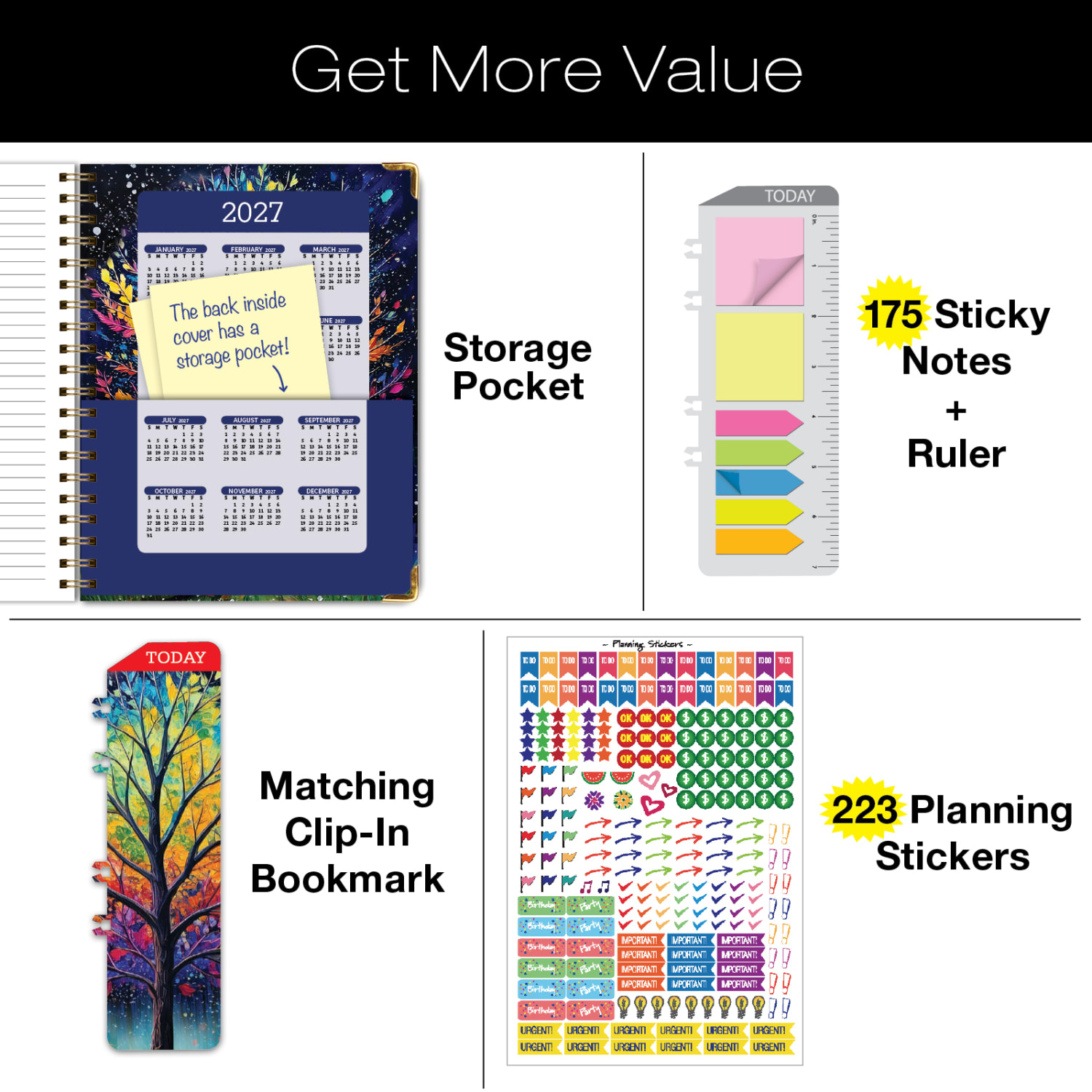 2026-2027 Excello Brands 14-Month Academic Year Hardcover Weekly/Monthly Fashion Planner, 8-1/2in x 11in, Black Tree Seasons, May To June, Total Qty 1 - Image 6