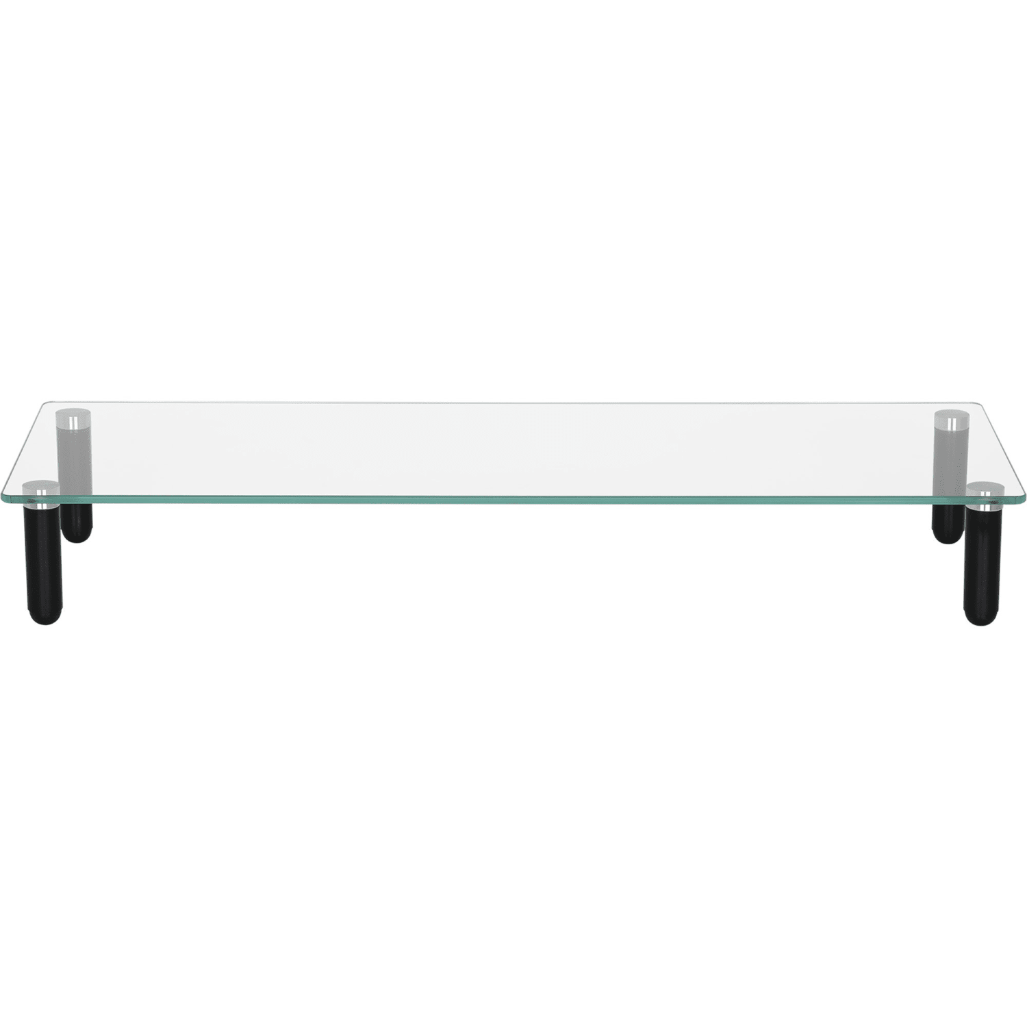 Lorell 4-leg Single-Shelf Monitor Stand - 44 lb Load Capacity - 1 x Shelf(ves) - 3in Height x 22in Width x 8.25in Depth - Desktop - Glass - Clear, Black - Image 3