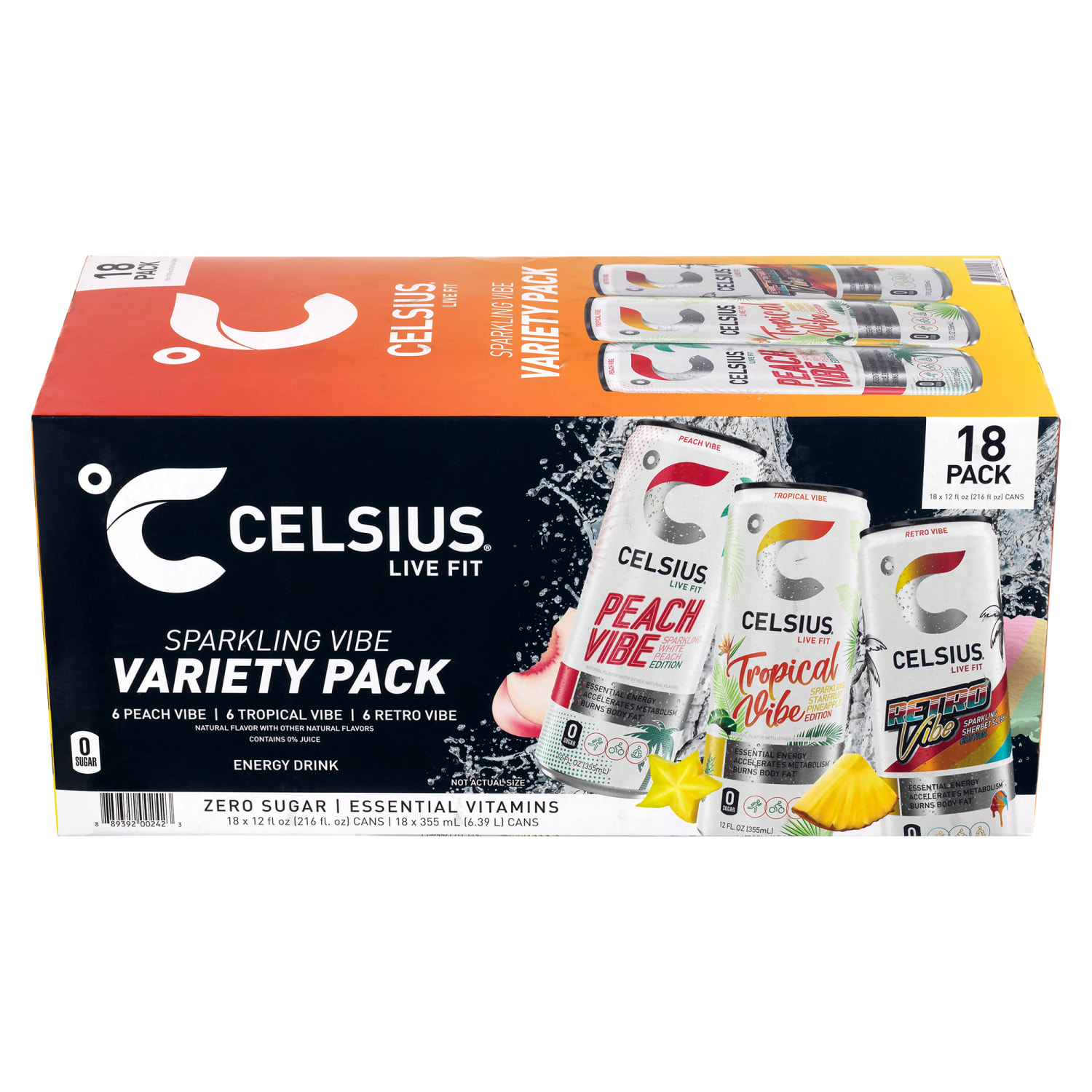 Celsius Vibe Energy Drinks Variety Pack, 12 Oz, Pack Of 18 Drinks