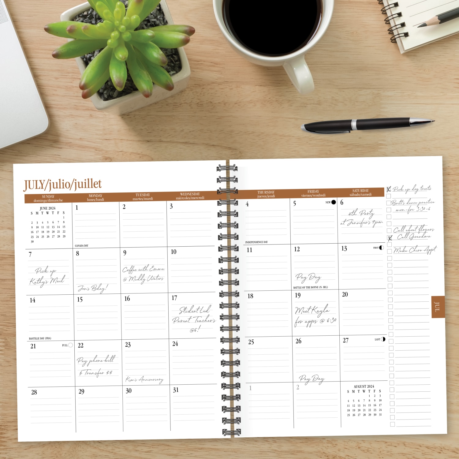 2024-2025 Willow Creek Press Weekly/Monthly Planner, 6-1/2in x 8-1/2in, Basic Black, July To June, 47729 - Image 3