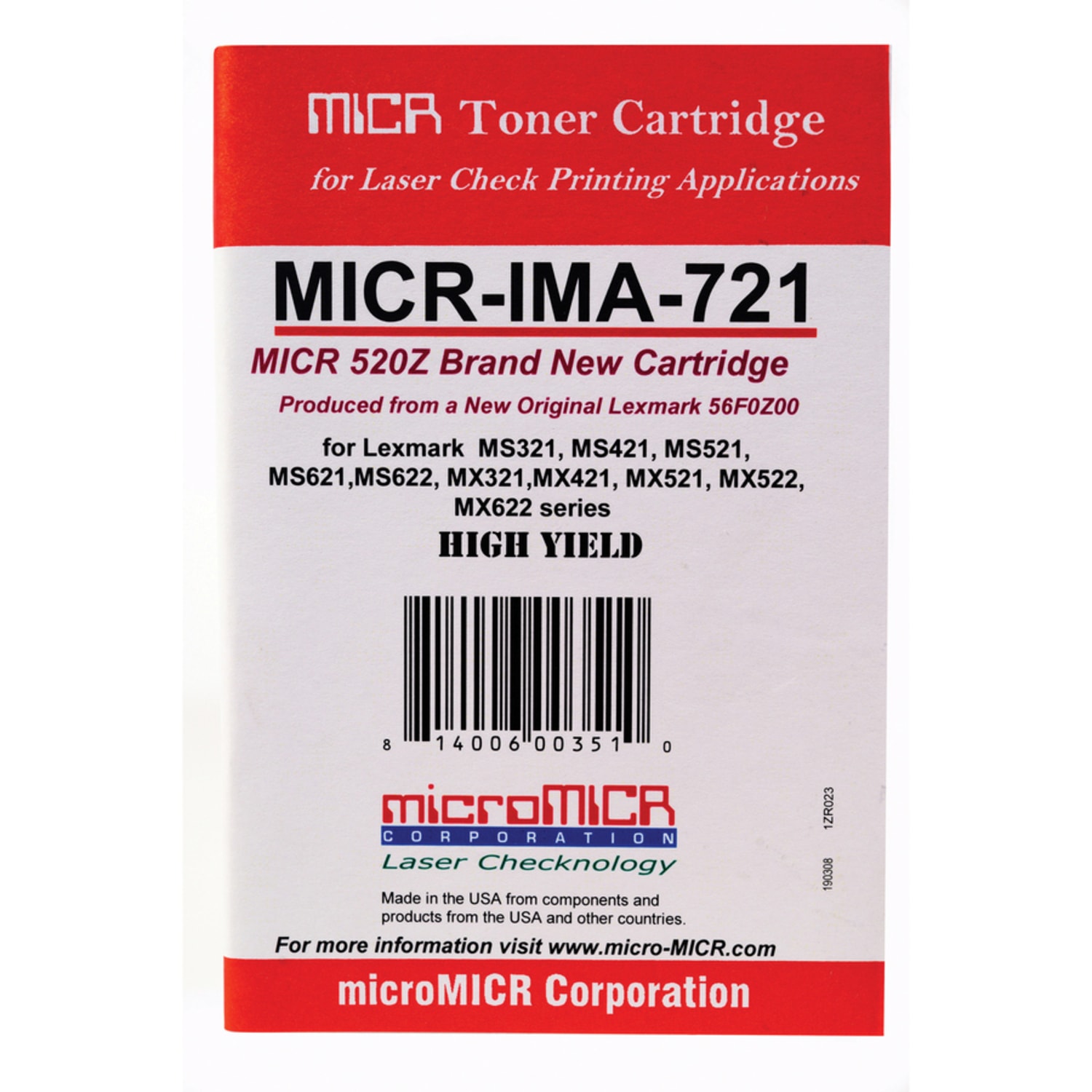microMICR Alternative Lexmark MS321 MICR Imaging Unit - Laser Print Technology - 60000 Pages - 1 Each - Black - Image 3