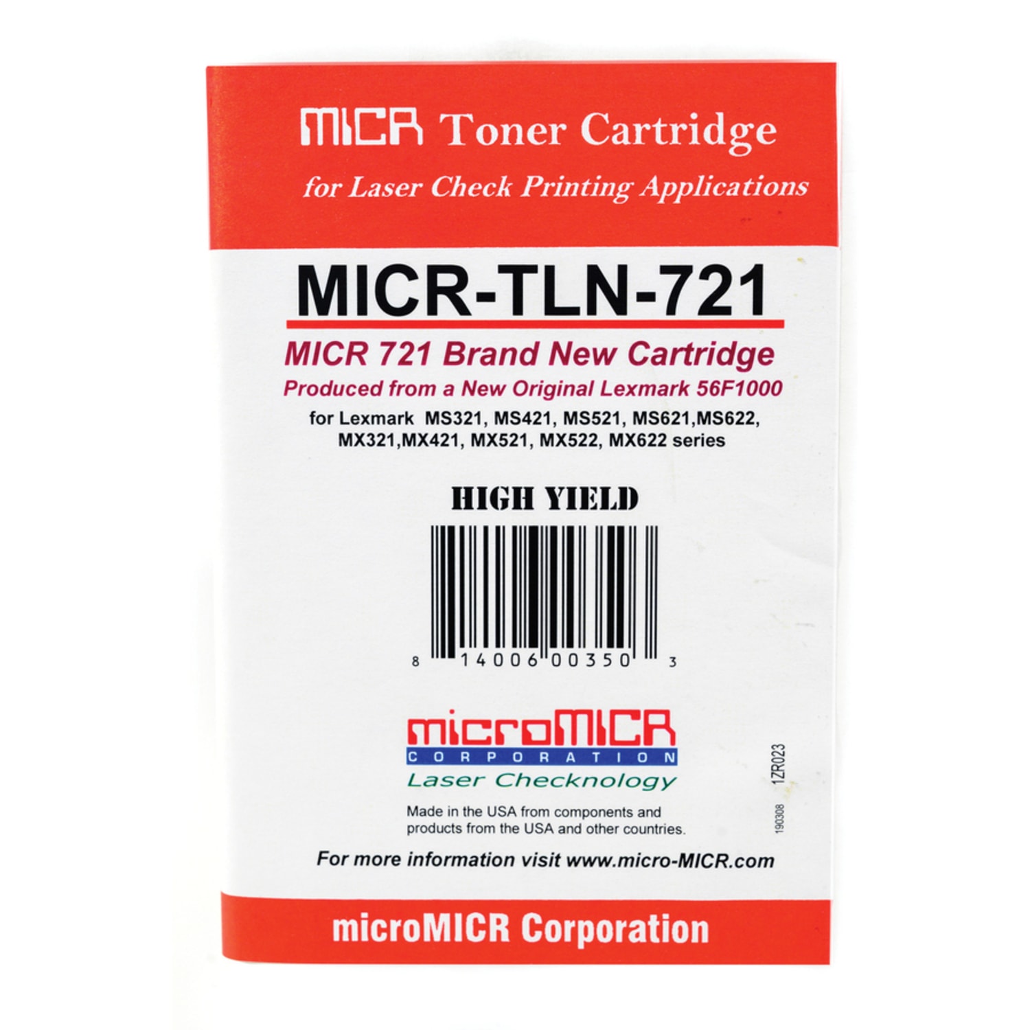 microMICR MICR Laser Toner Cartridge 56F1000 - Black - 1 Each - 6000 Pages - Image 3