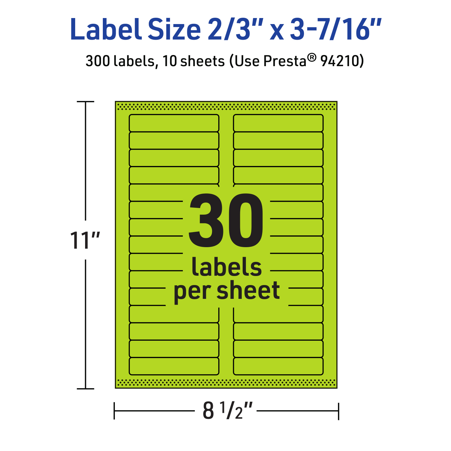 Avery Printable Labels With Sure Feed Technology, 94210-BGP10, Rectangle, 2/3in x 3-7/16in, Matte Bright Green, Pack of 300 - Image 6