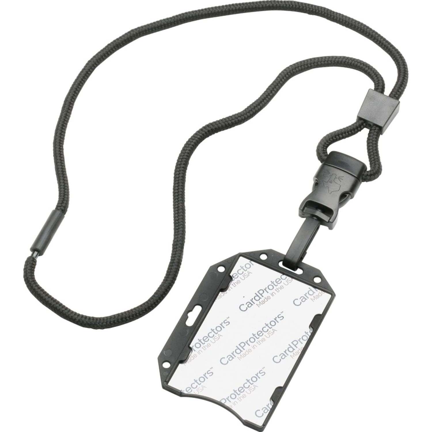 SKILCRAFT RFID Card Holder Lanyard - Horizontal, Vertical - 3.8in Height x 2.5in Width x 36in Depth - Plastic - Clear, Black - 1 Dozen - TAA Compliant - Image 3