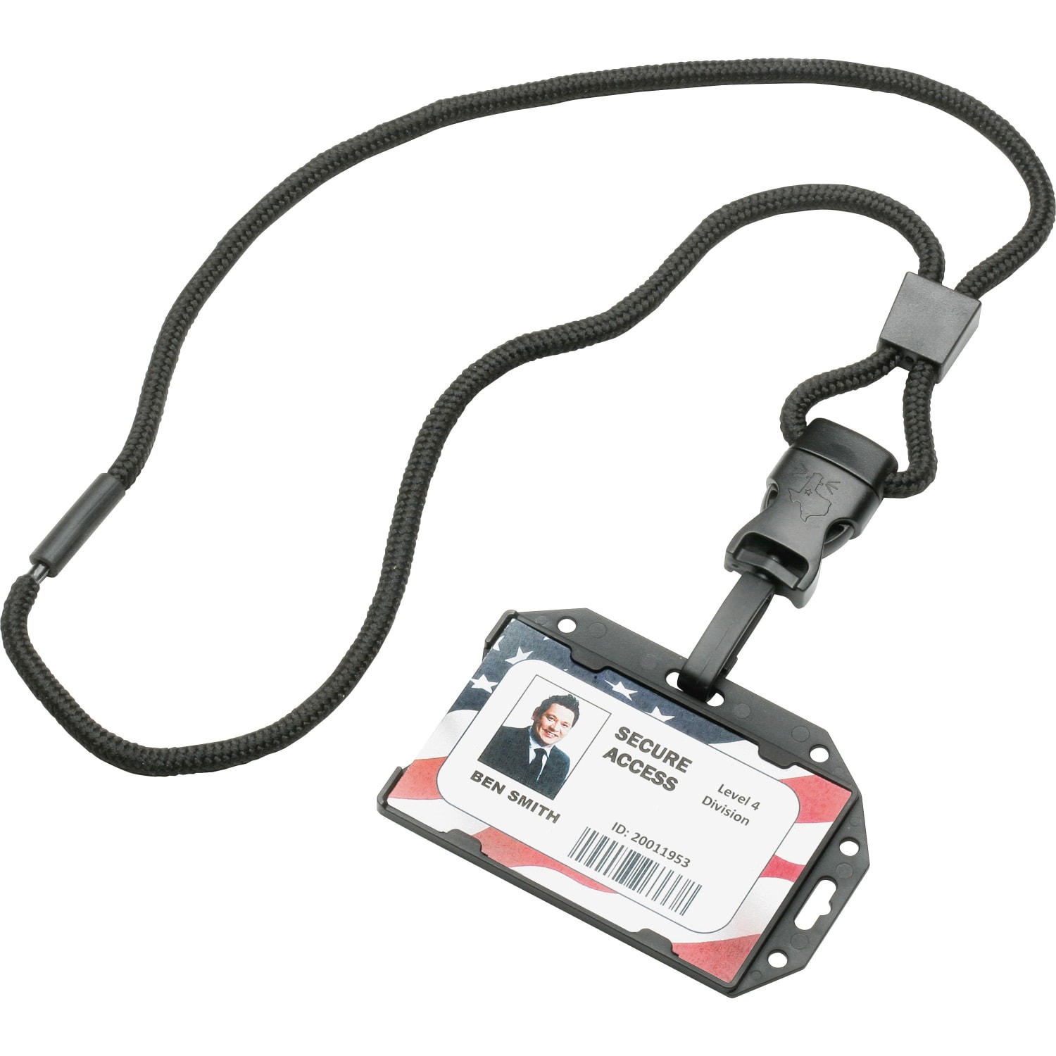 SKILCRAFT RFID Card Holder Lanyard - Horizontal, Vertical - 3.8in Height x 2.5in Width x 36in Depth - Plastic - Clear, Black - 1 Dozen - TAA Compliant - Image 4