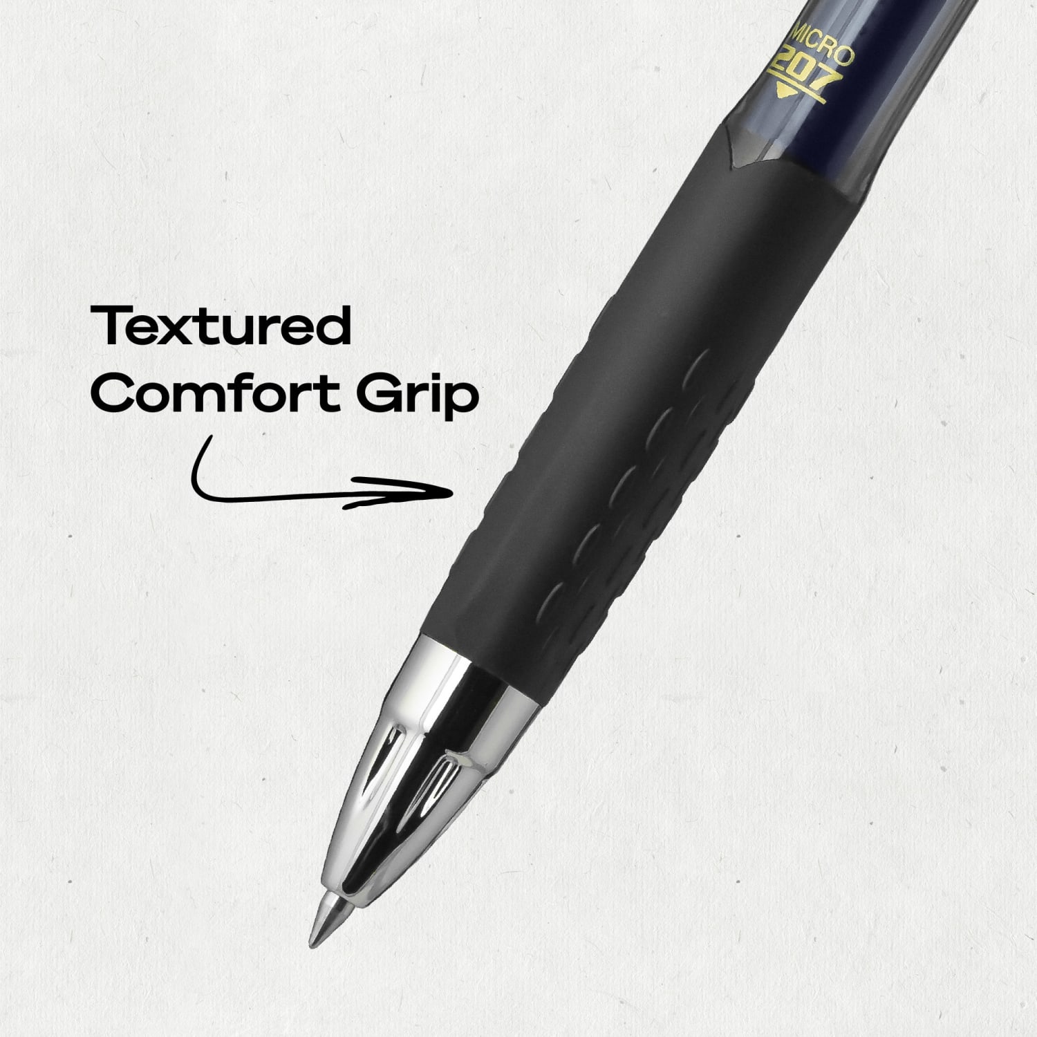 uni-ball 207 Retractable Fraud Prevention Gel Pens, Micro Point, 0.5 mm, Black Barrels, Blue Ink, Pack Of 12 - Image 5