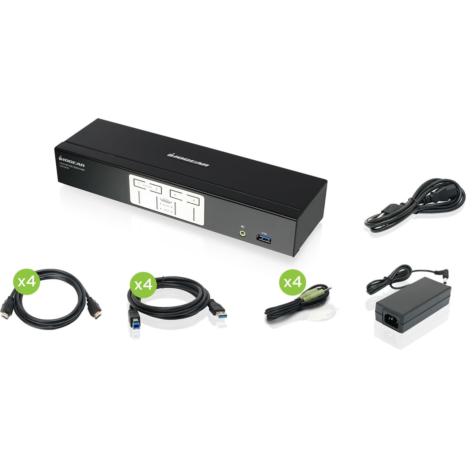 IOGEAR 4-Port 4K KVMP Switch with HDMI Connection, USB 3.0 Hub, and Audio (TAA) - 4 Computer(s) - 1 Local User(s) - GCS1934H