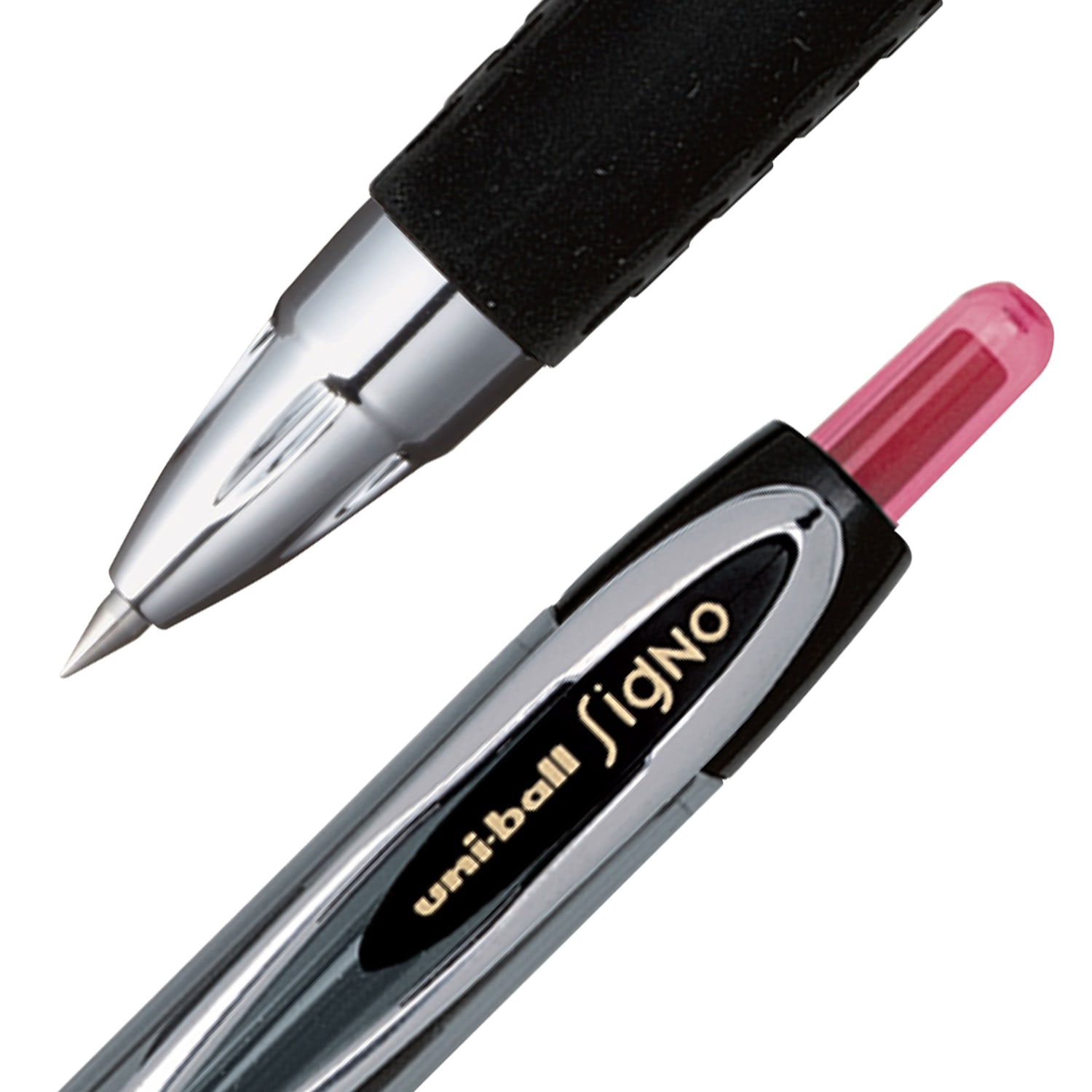 uni-ball 207 Retractable Fraud Prevention Gel Pens, Micro Point, 0.5 mm, Black Barrels, Red Ink, Pack Of 12 - Image 3